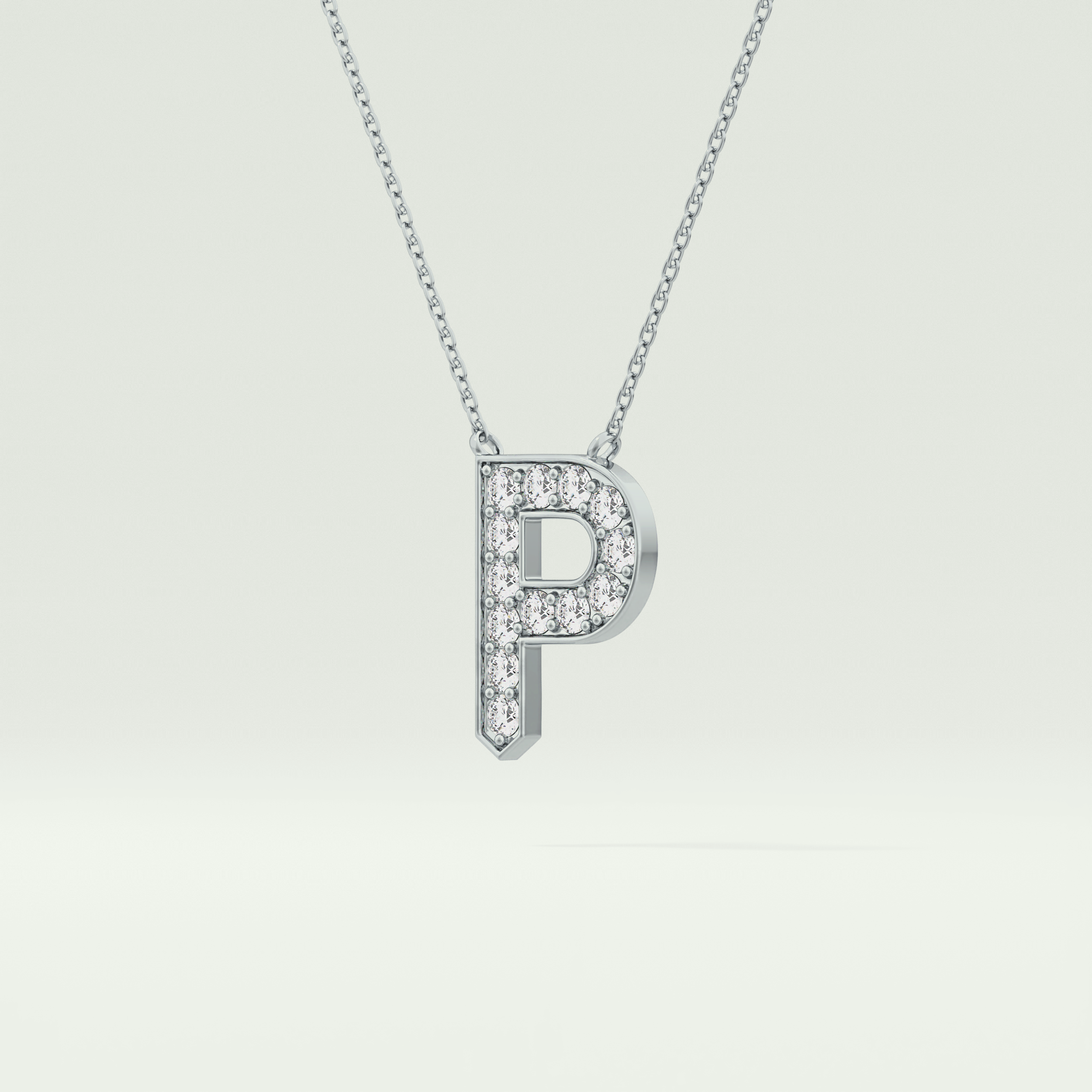 0.39 CT Round Lab-Grown Diamond P Initial Necklace 15