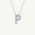 0.39 CT Round Lab-Grown Diamond P Initial Necklace 17