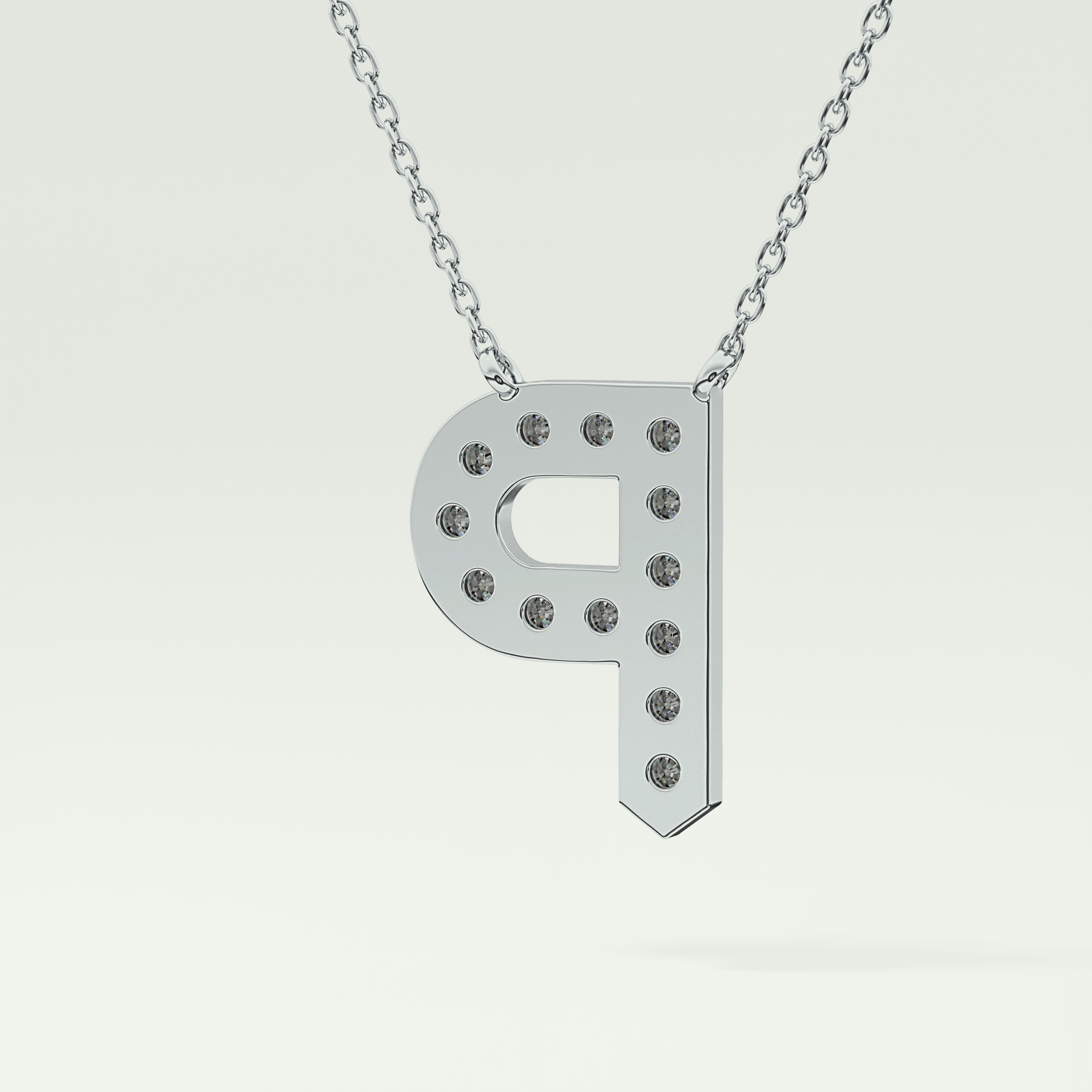 0.39 CT Round Lab-Grown Diamond P Initial Necklace 18