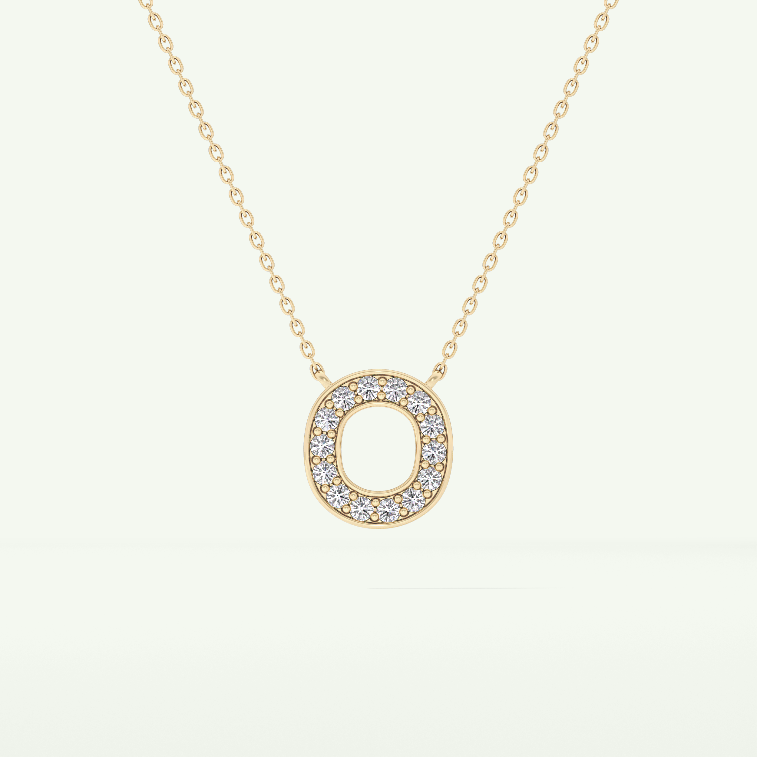 0.22 CT Round Lab-Grown Diamond O Initial Necklace 2