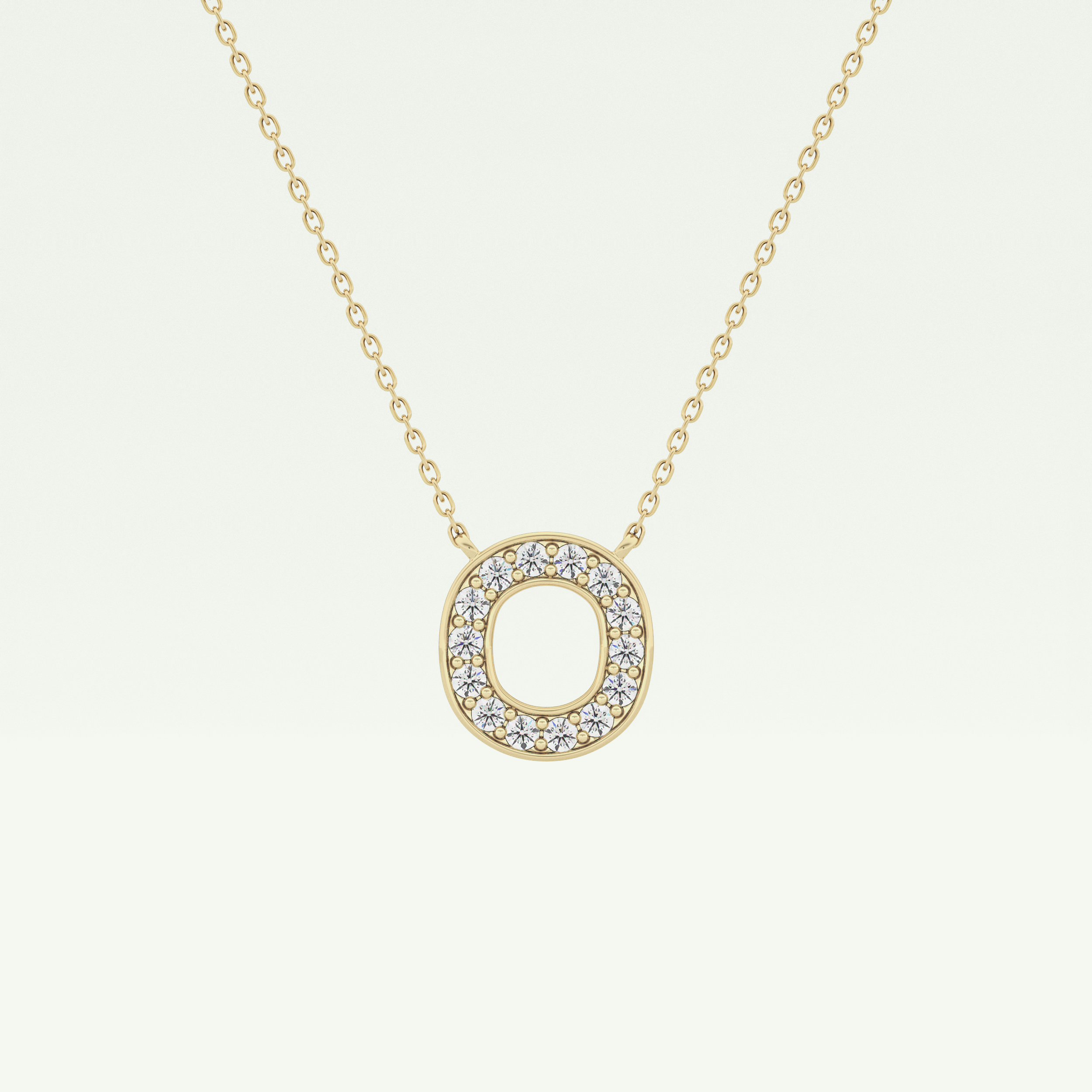 0.22 CT Round Lab-Grown Diamond O Initial Necklace 1