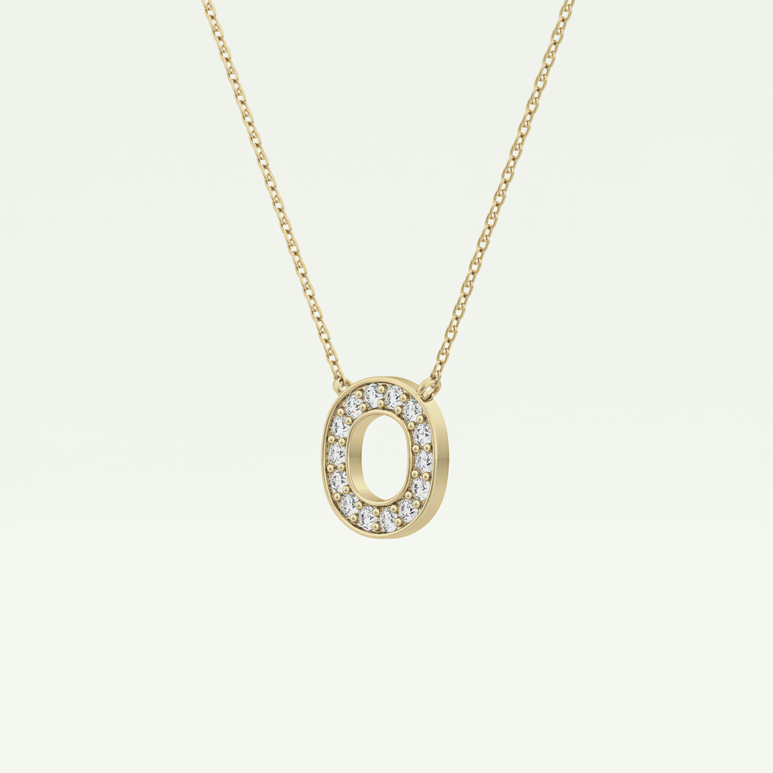 0.22 CT Round Lab-Grown Diamond O Initial Necklace 3