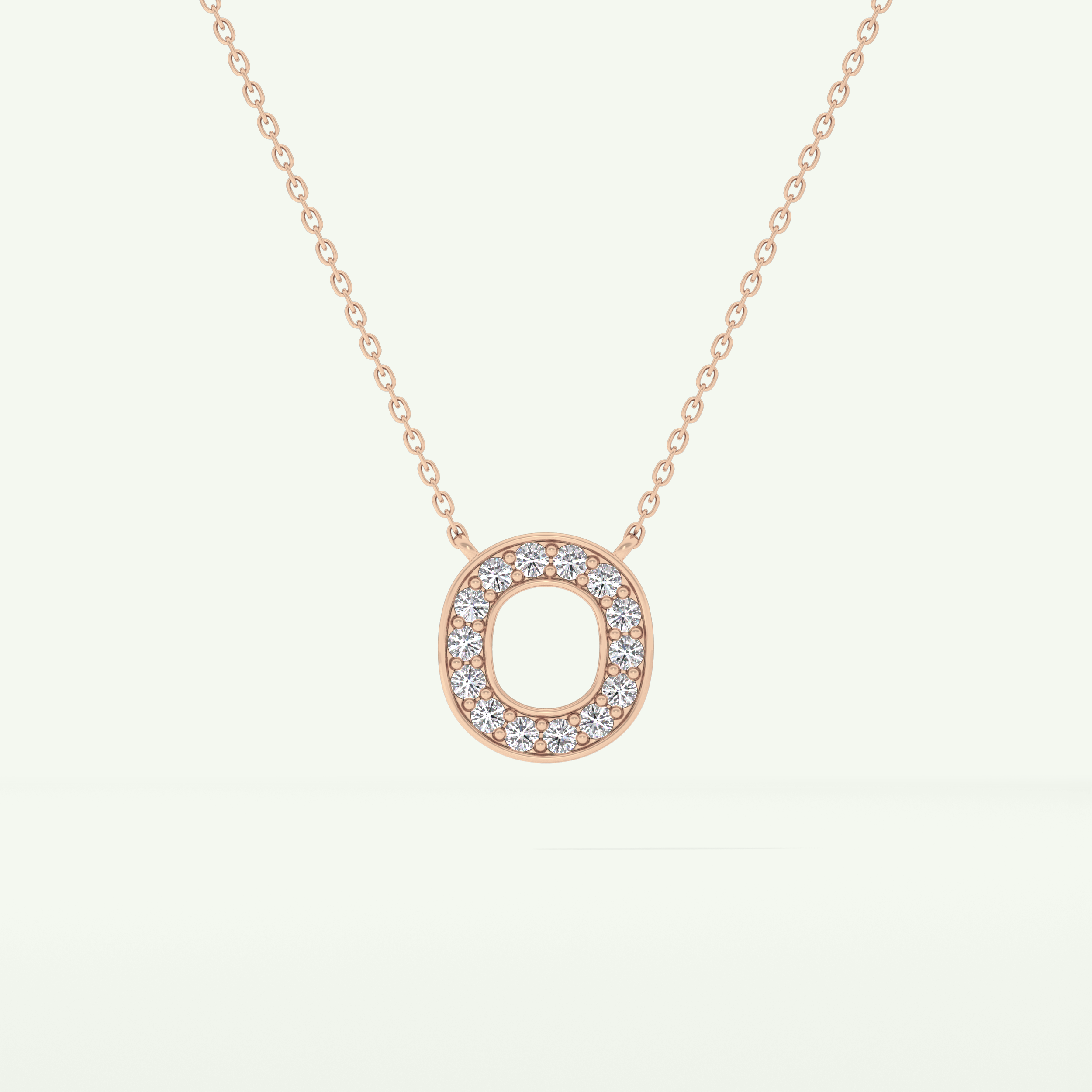 0.22 CT Round Lab-Grown Diamond O Initial Necklace 9
