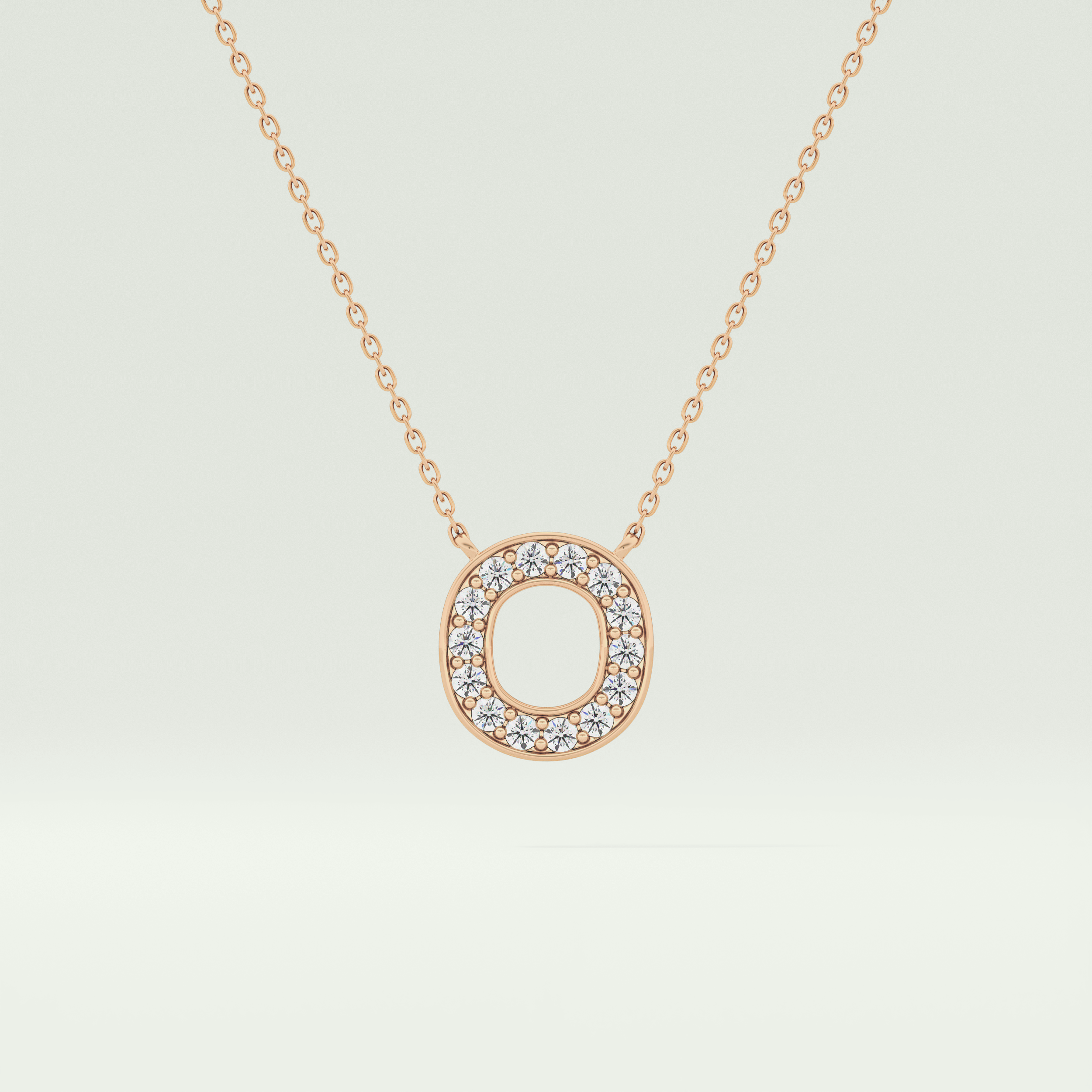 0.22 CT Round Lab-Grown Diamond O Initial Necklace 8