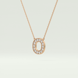 0.22 CT Round Lab-Grown Diamond O Initial Necklace 10
