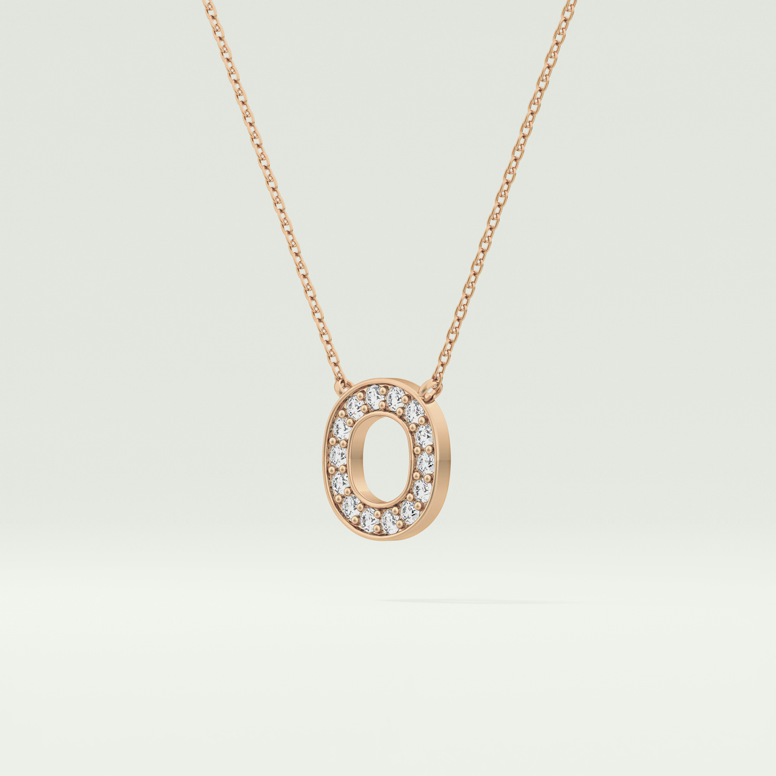 0.22 CT Round Lab-Grown Diamond O Initial Necklace 10