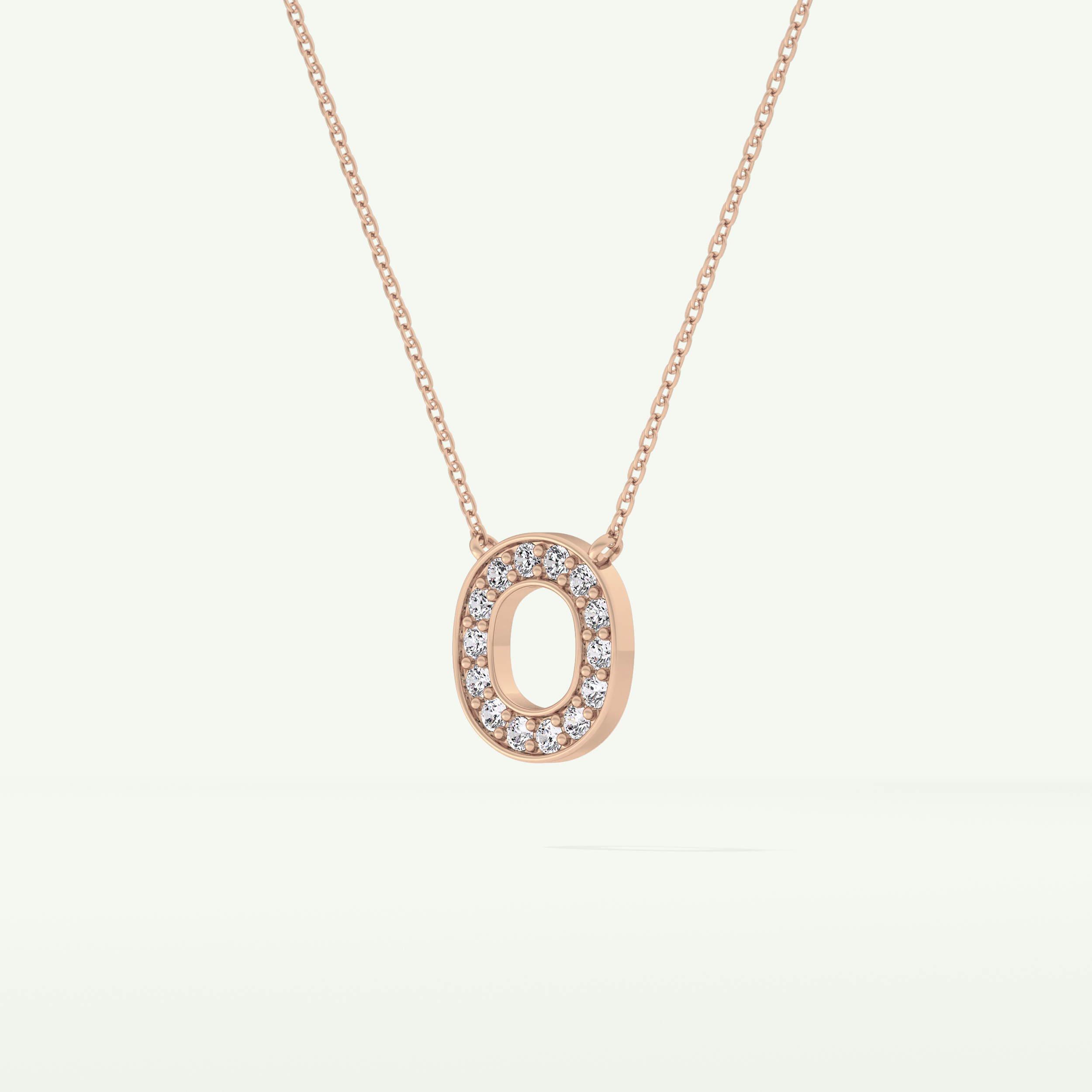 0.22 CT Round Lab-Grown Diamond O Initial Necklace 12