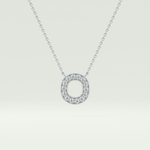 0.22 CT Round Lab-Grown Diamond O Initial Necklace 15