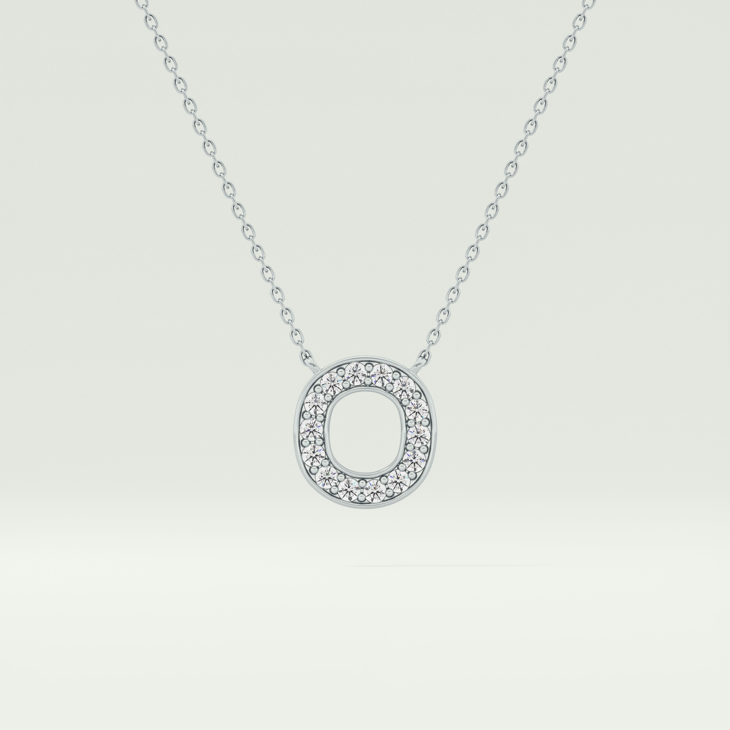 0.22 CT Round Lab-Grown Diamond O Initial Necklace 15