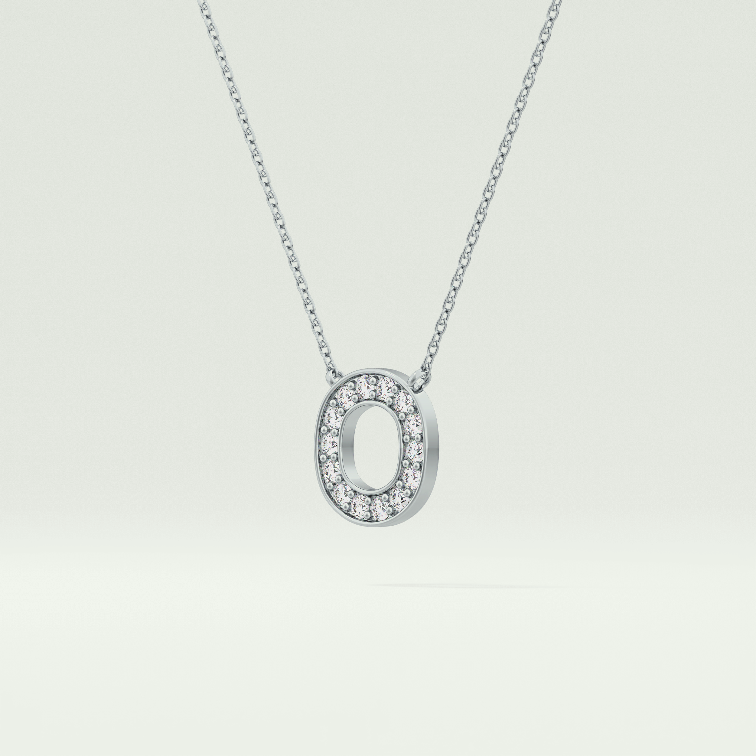 0.22 CT Round Lab-Grown Diamond O Initial Necklace 17