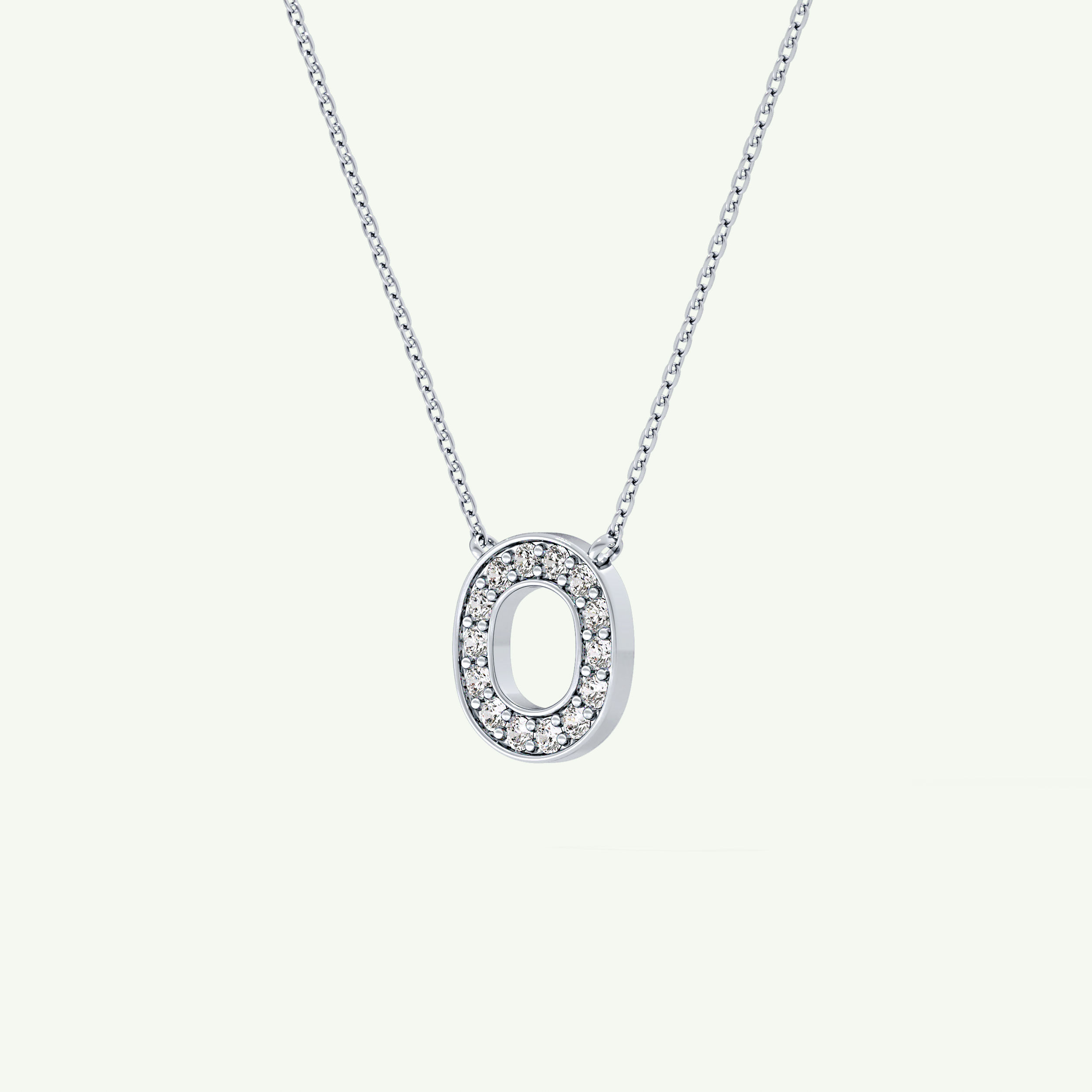 0.22 CT Round Lab-Grown Diamond O Initial Necklace 19