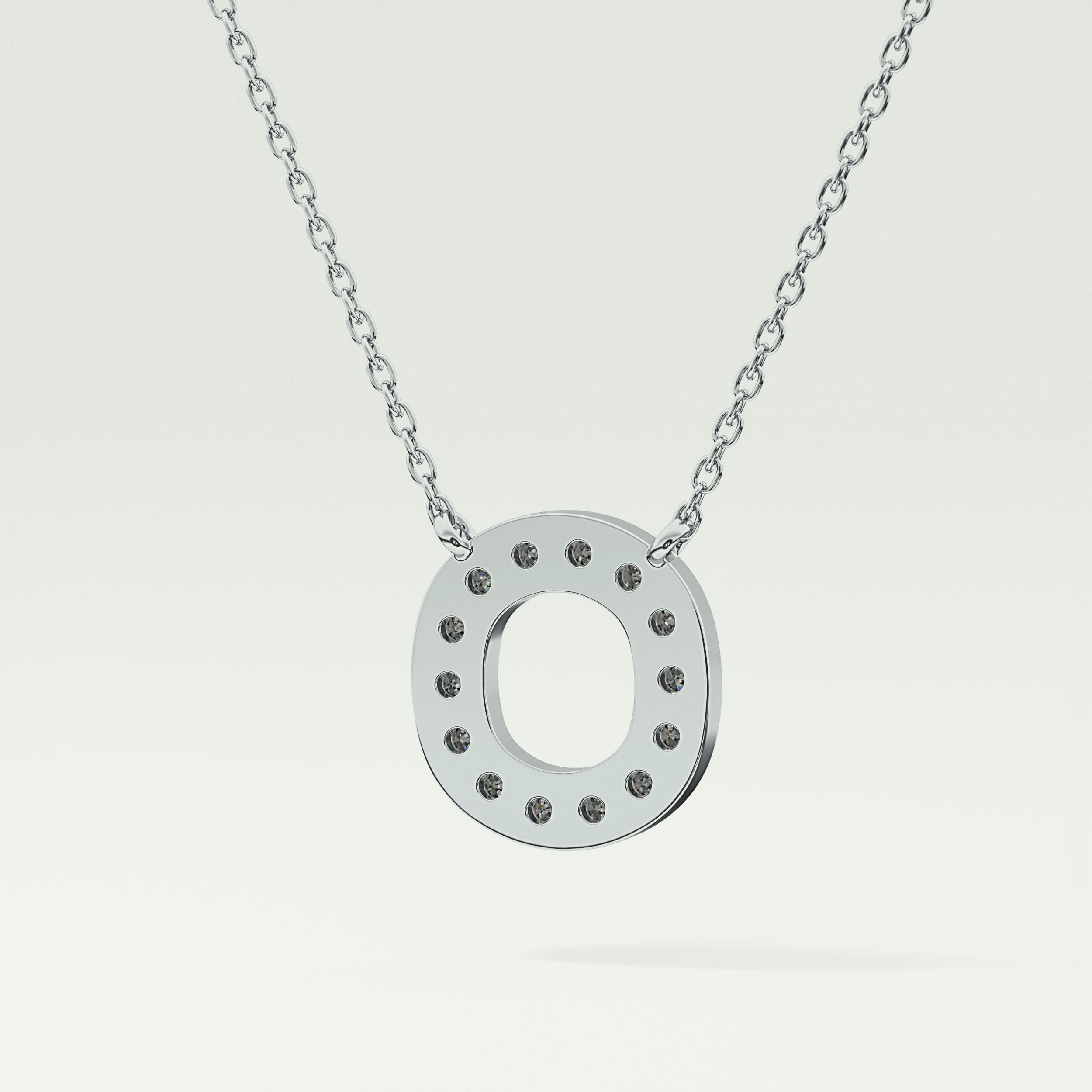 0.22 CT Round Lab-Grown Diamond O Initial Necklace 20
