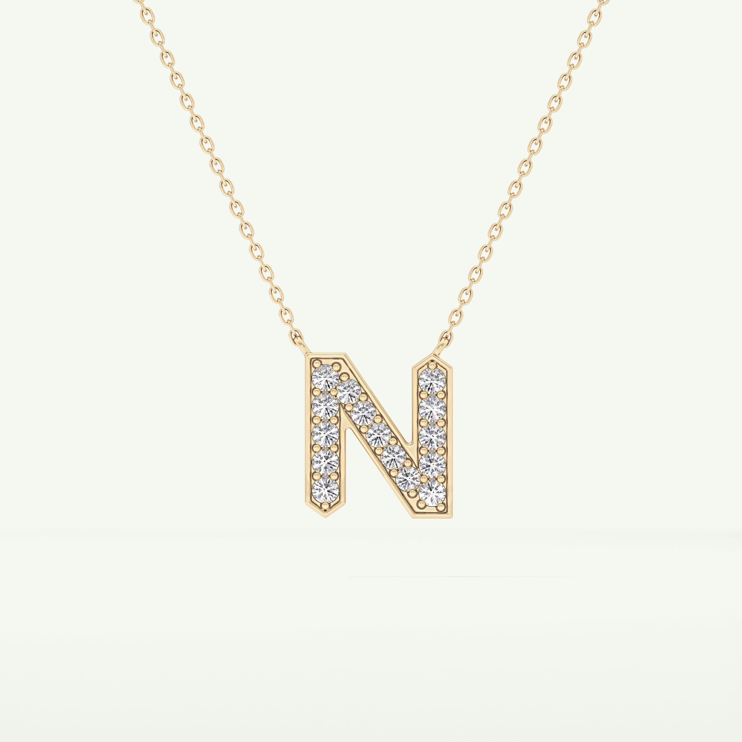 0.31 CT Round Lab-Grown Diamond N Initial Necklace 2
