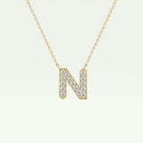 0.31 CT Round Lab-Grown Diamond N Initial Necklace 1