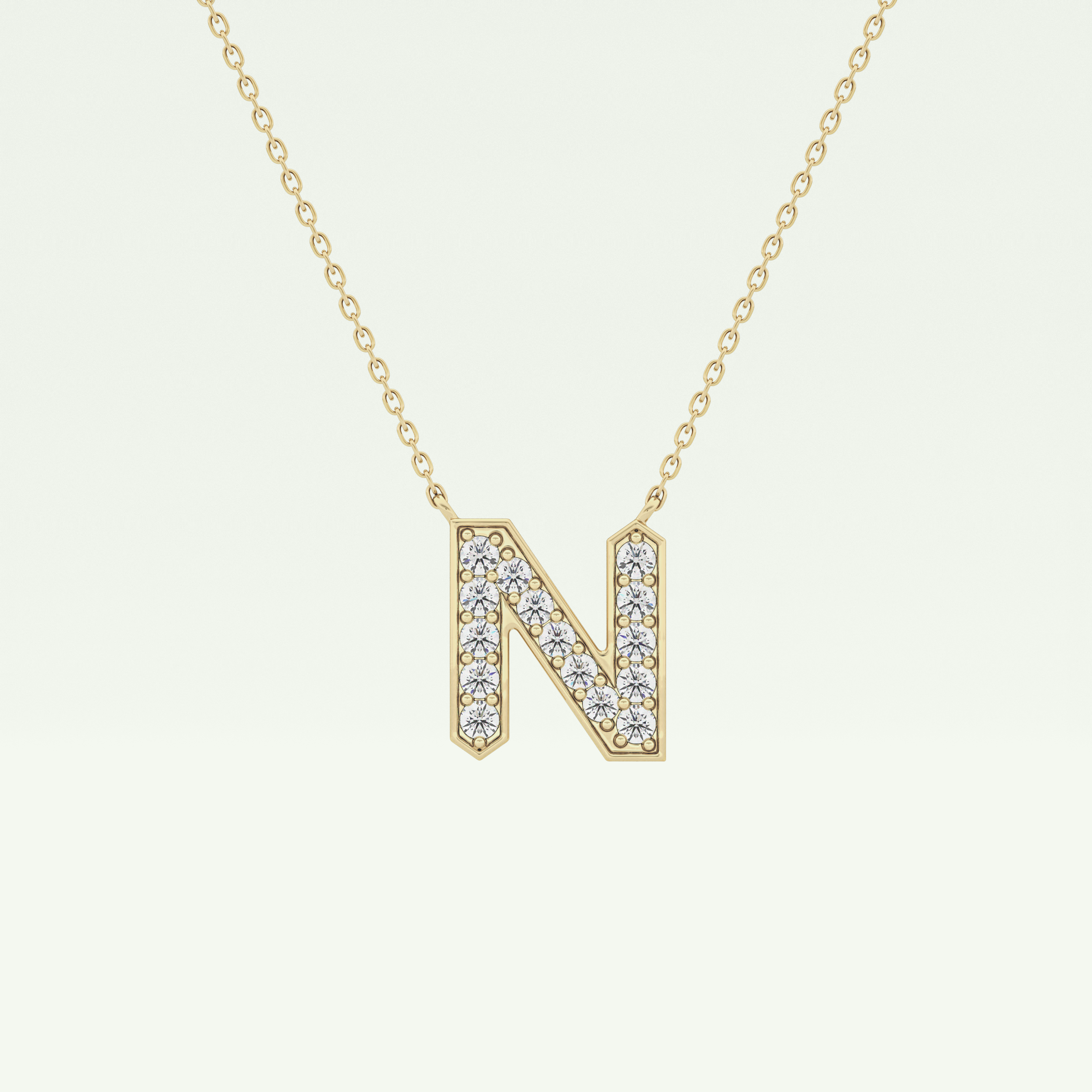 0.31 CT Round Lab-Grown Diamond N Initial Necklace 1