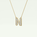 0.31 CT Round Lab-Grown Diamond N Initial Necklace 3
