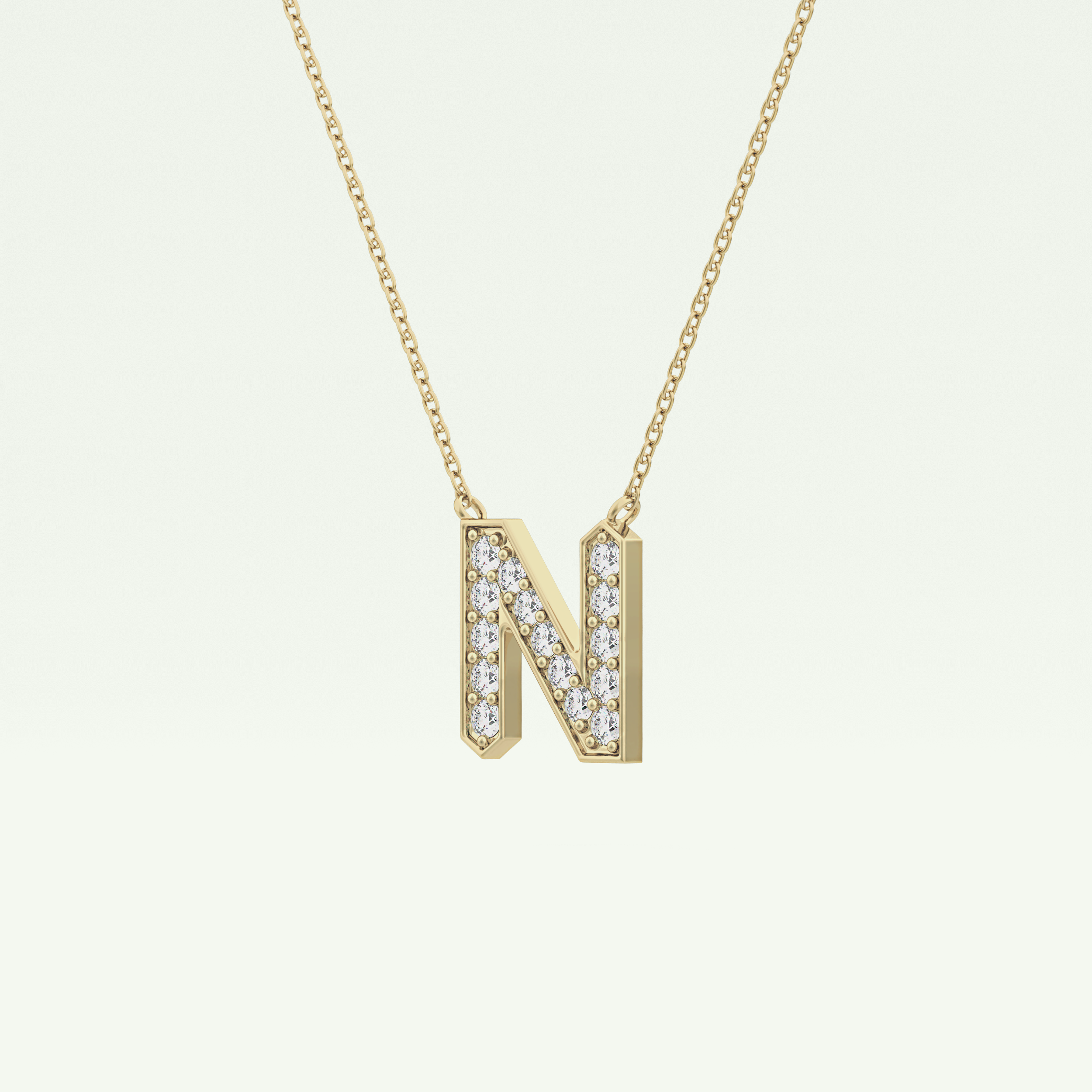 0.31 CT Round Lab-Grown Diamond N Initial Necklace 3