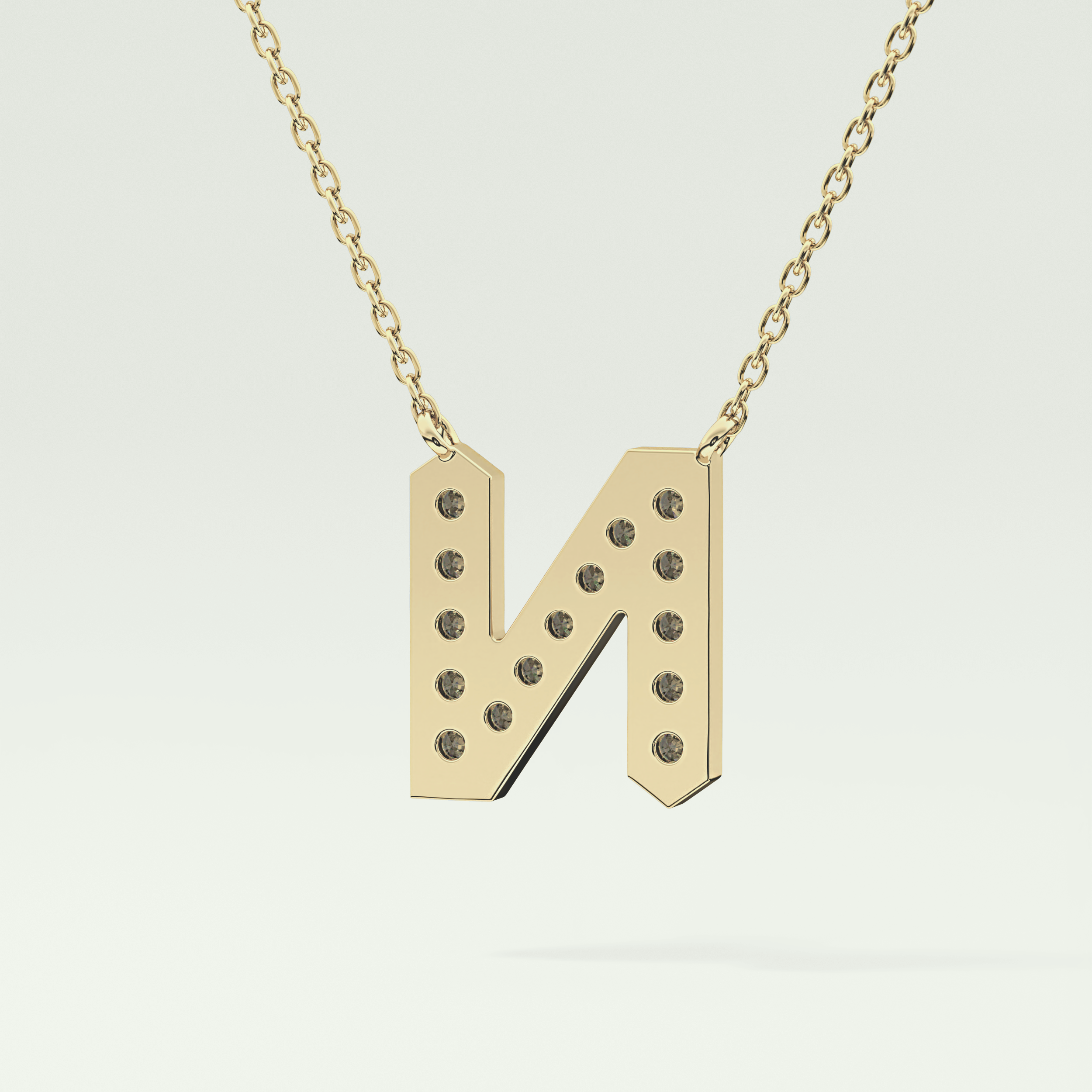 0.31 CT Round Lab-Grown Diamond N Initial Necklace 6