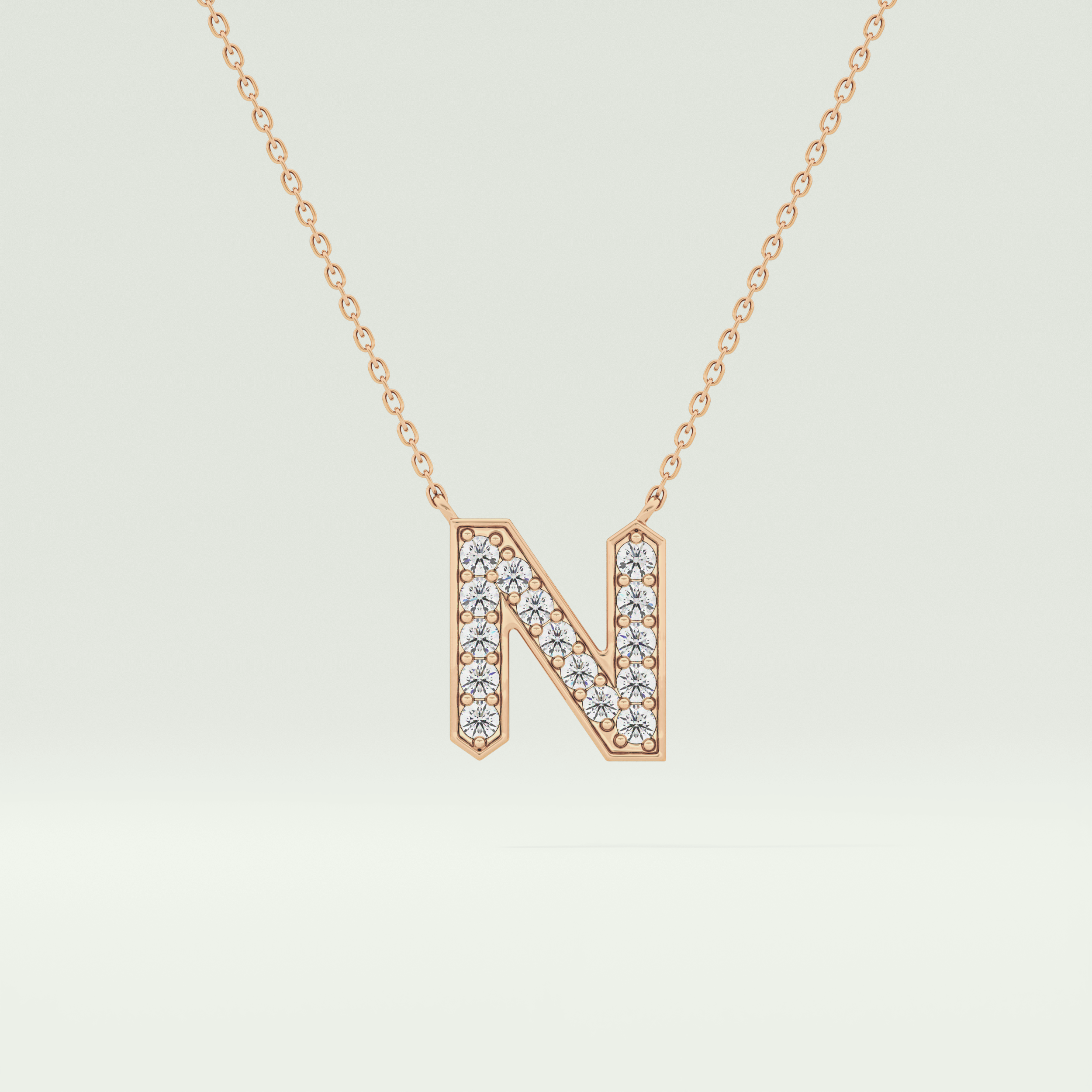 0.31 CT Round Lab-Grown Diamond N Initial Necklace 7