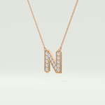 0.31 CT Round Lab-Grown Diamond N Initial Necklace 9