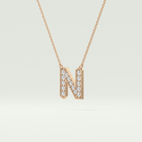 0.31 CT Round Lab-Grown Diamond N Initial Necklace 9