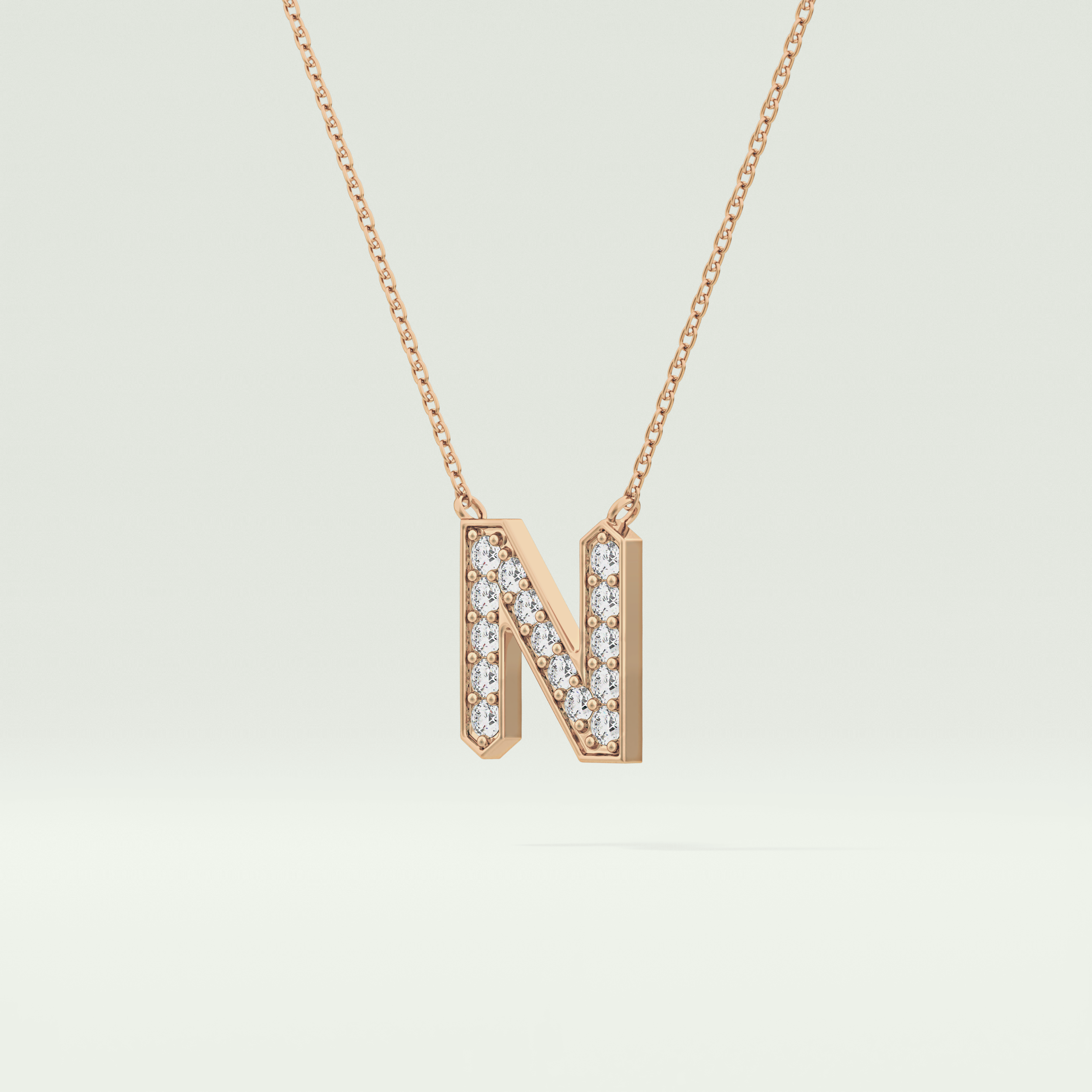 0.31 CT Round Lab-Grown Diamond N Initial Necklace 9