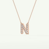 0.31 CT Round Lab-Grown Diamond N Initial Necklace 11