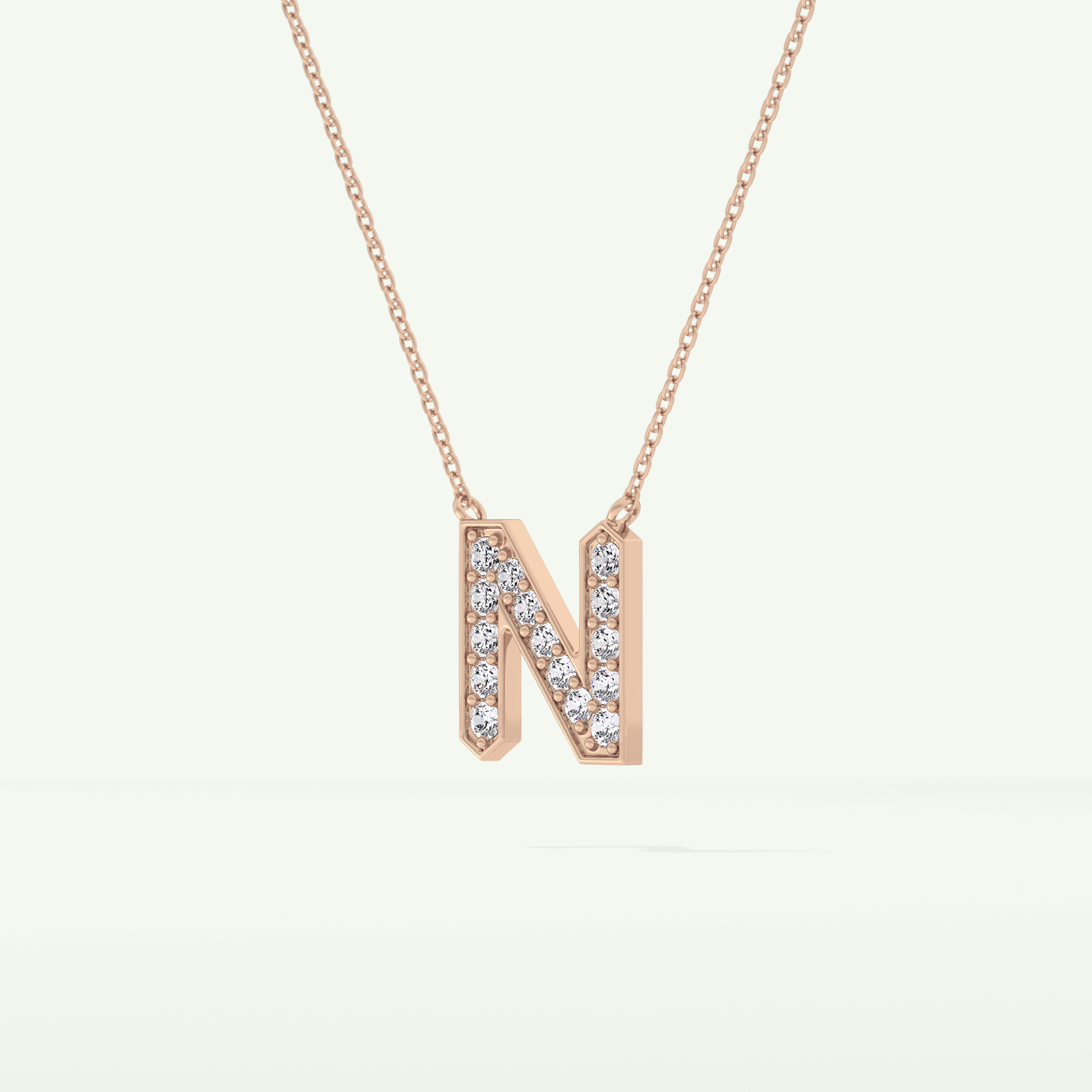 0.31 CT Round Lab-Grown Diamond N Initial Necklace 11