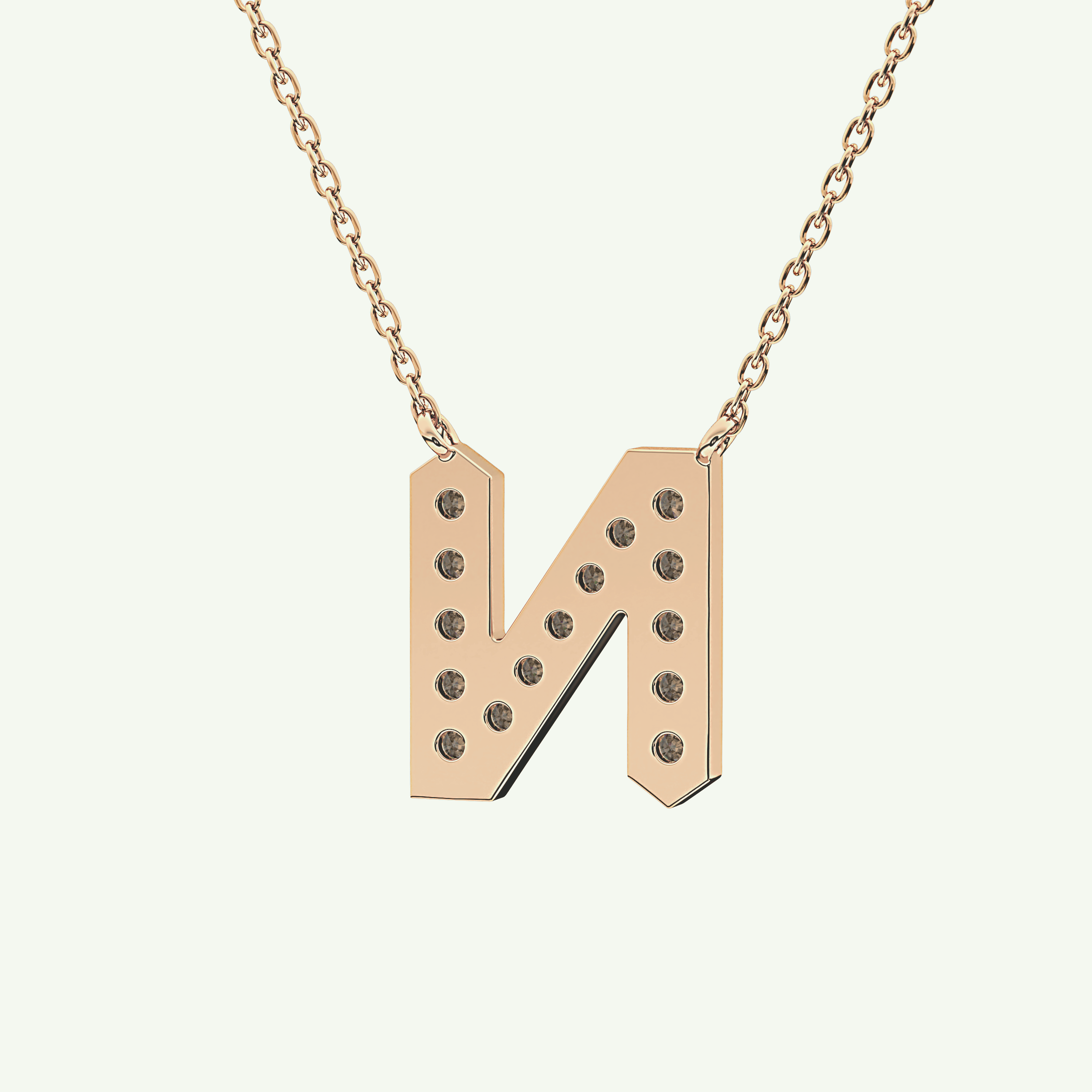 0.31 CT Round Lab-Grown Diamond N Initial Necklace 12