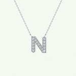 0.31 CT Round Lab-Grown Diamond N Initial Necklace 14