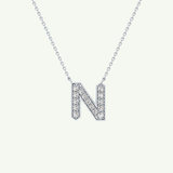 0.31 CT Round Lab-Grown Diamond N Initial Necklace 14
