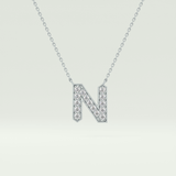 0.31 CT Round Lab-Grown Diamond N Initial Necklace 13