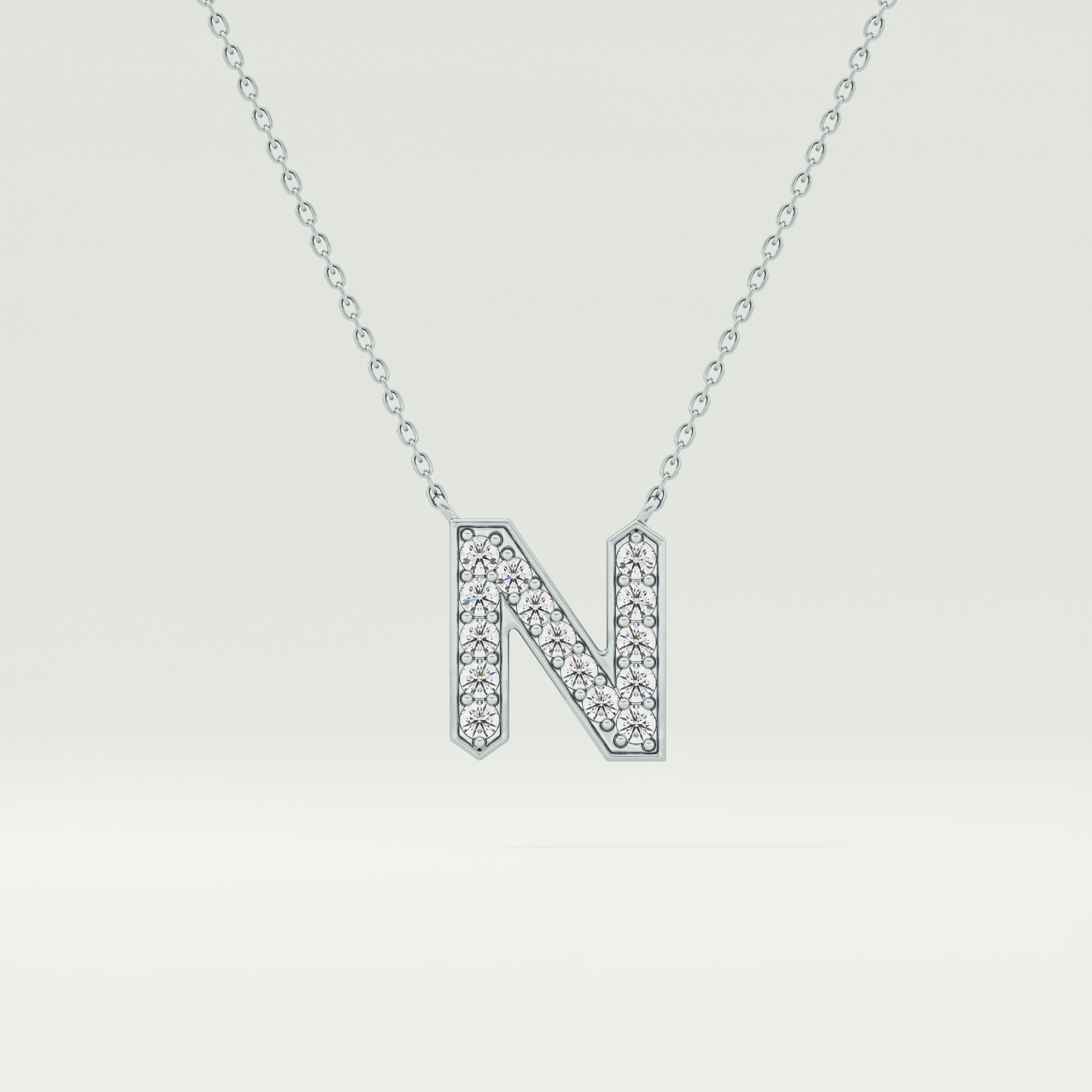 0.31 CT Round Lab-Grown Diamond N Initial Necklace 13
