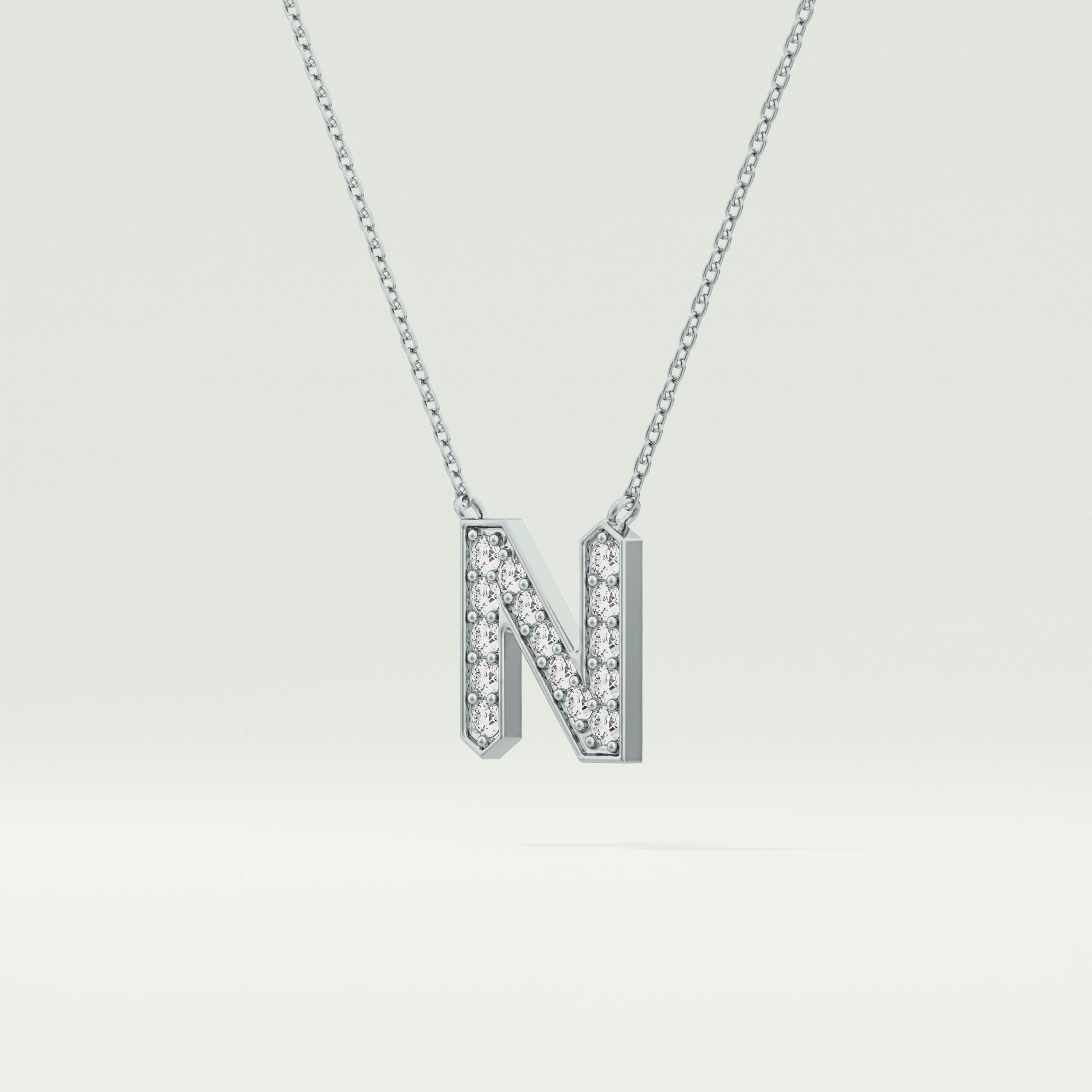 0.31 CT Round Lab-Grown Diamond N Initial Necklace 15