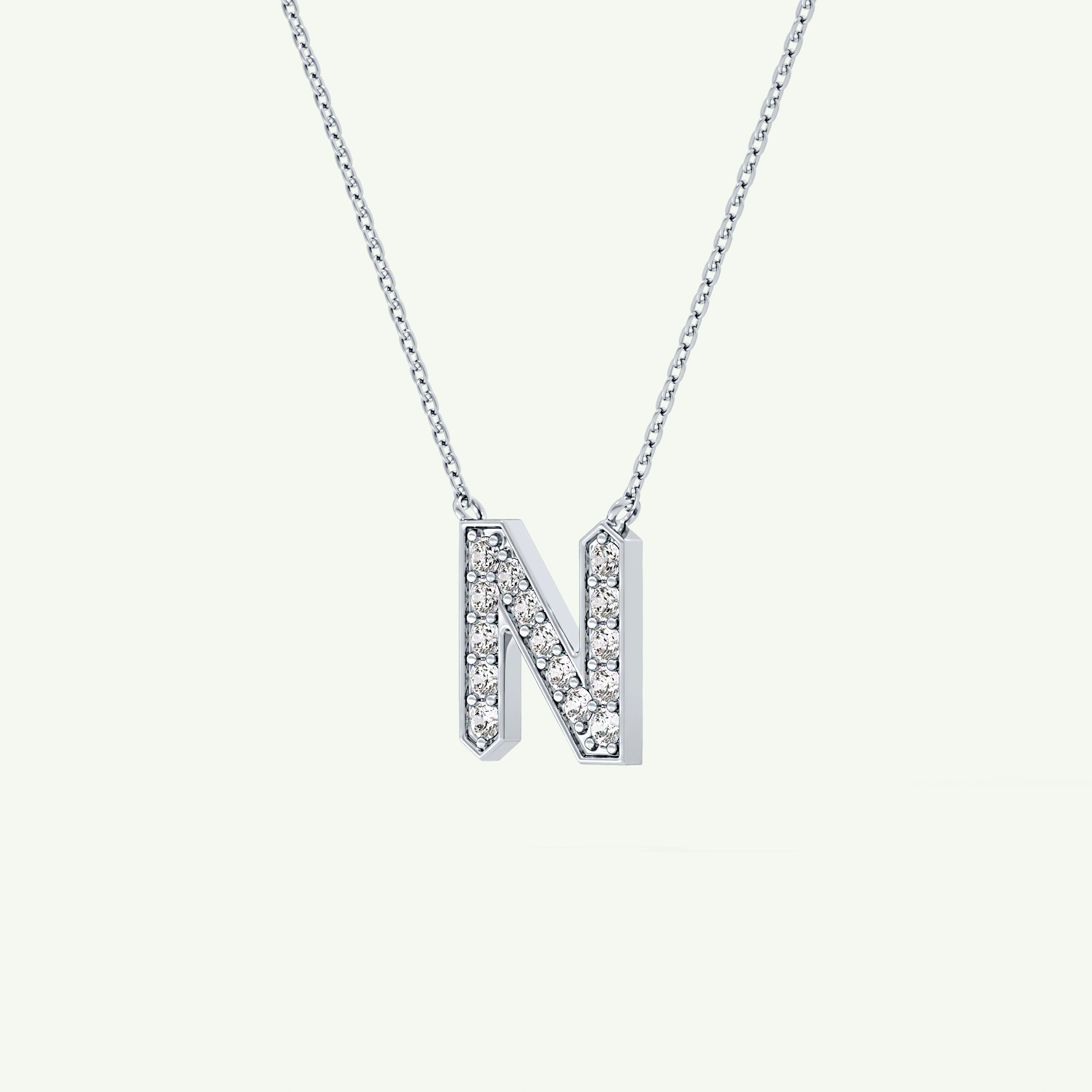 0.31 CT Round Lab-Grown Diamond N Initial Necklace 17