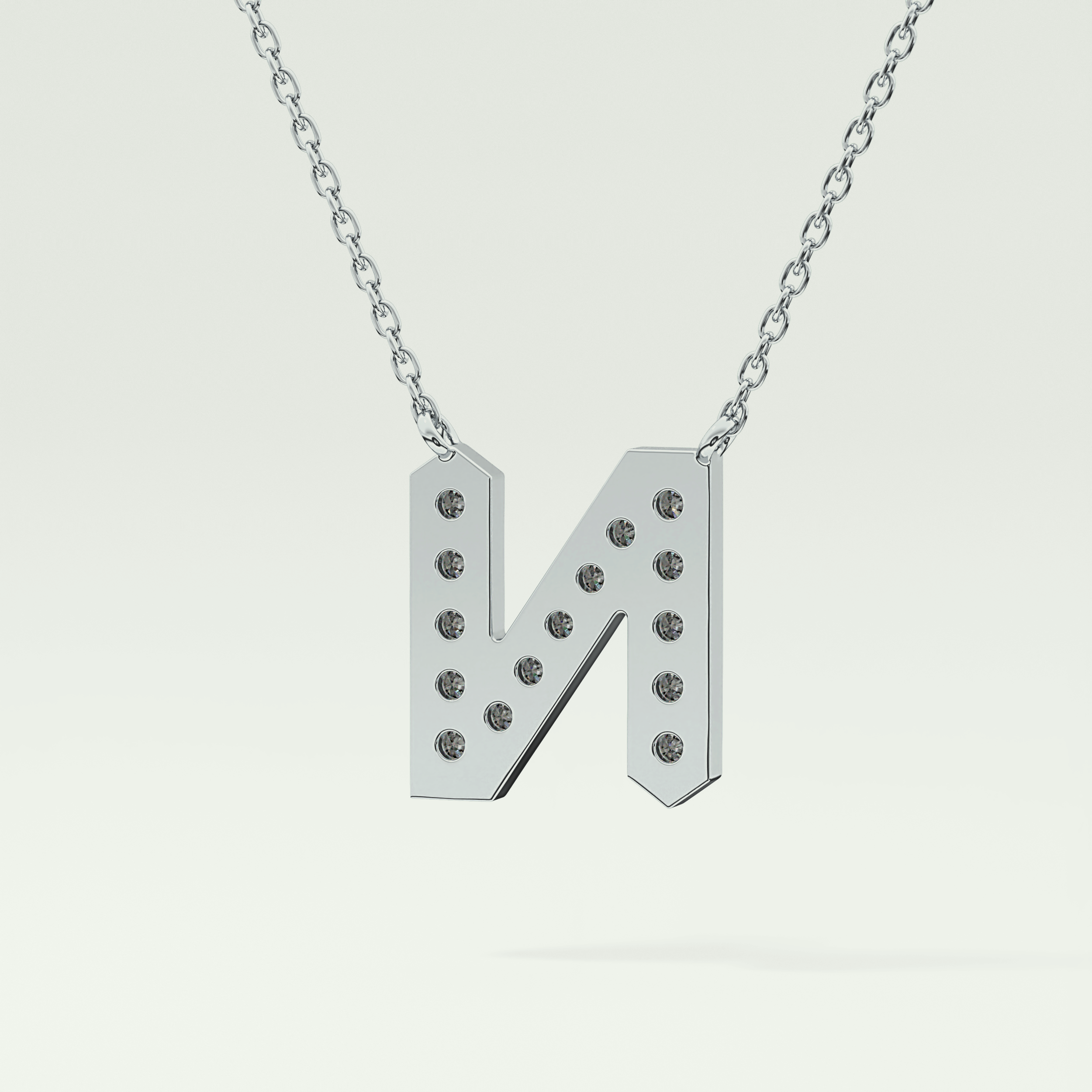 0.31 CT Round Lab-Grown Diamond N Initial Necklace 18