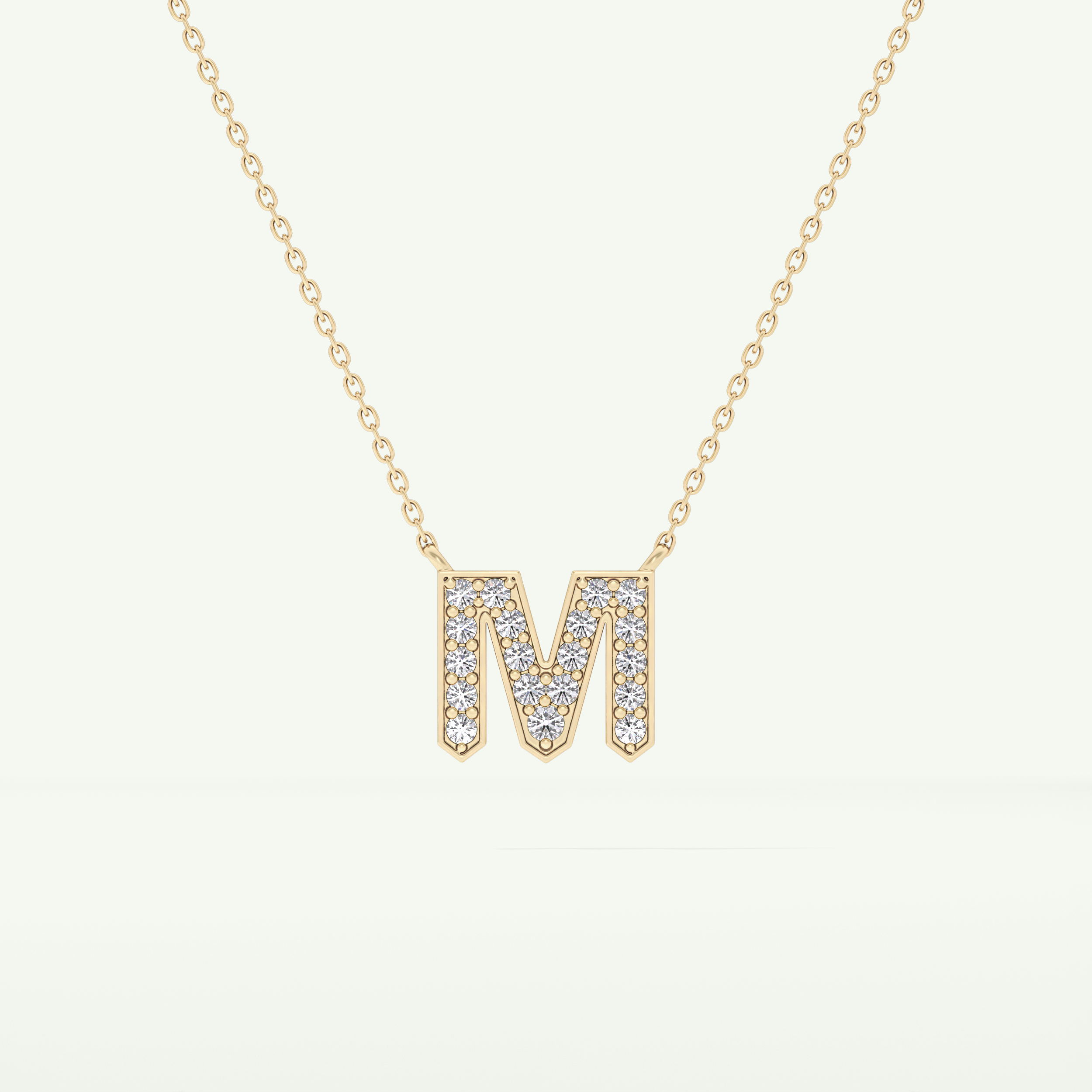 0.202 CT Round Lab-Grown Diamond M Initial Necklace 2