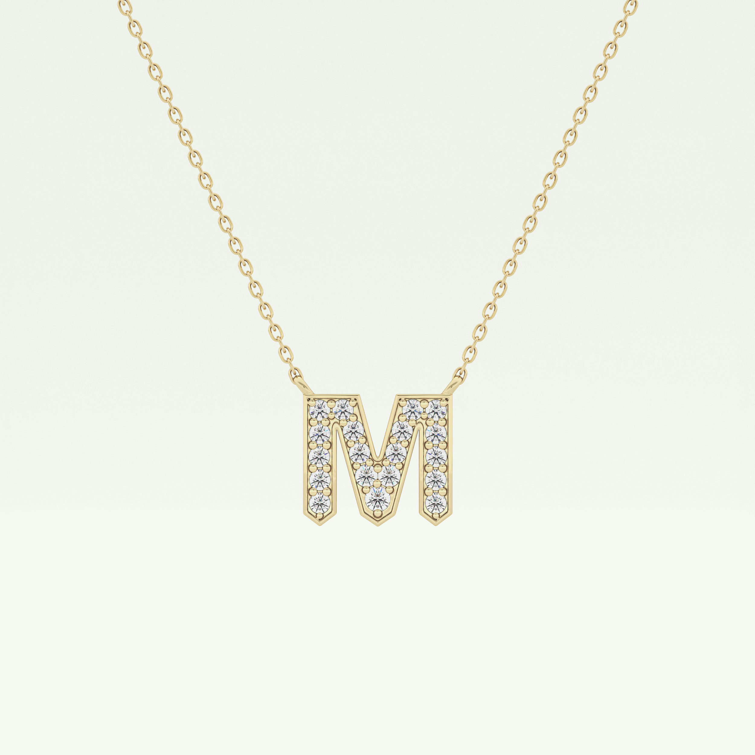 0.202 CT Round Lab-Grown Diamond M Initial Necklace 1
