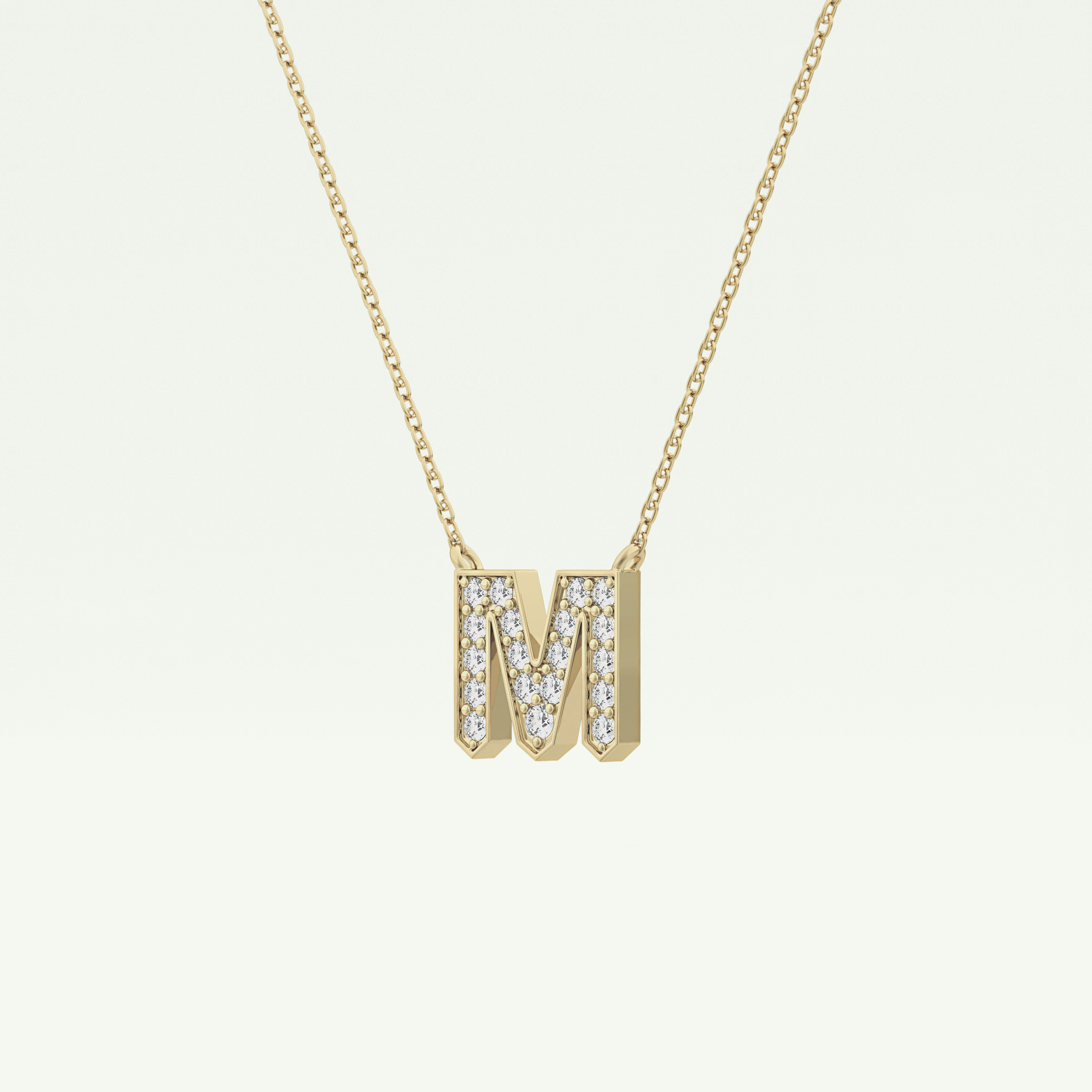 0.202 CT Round Lab-Grown Diamond M Initial Necklace 3