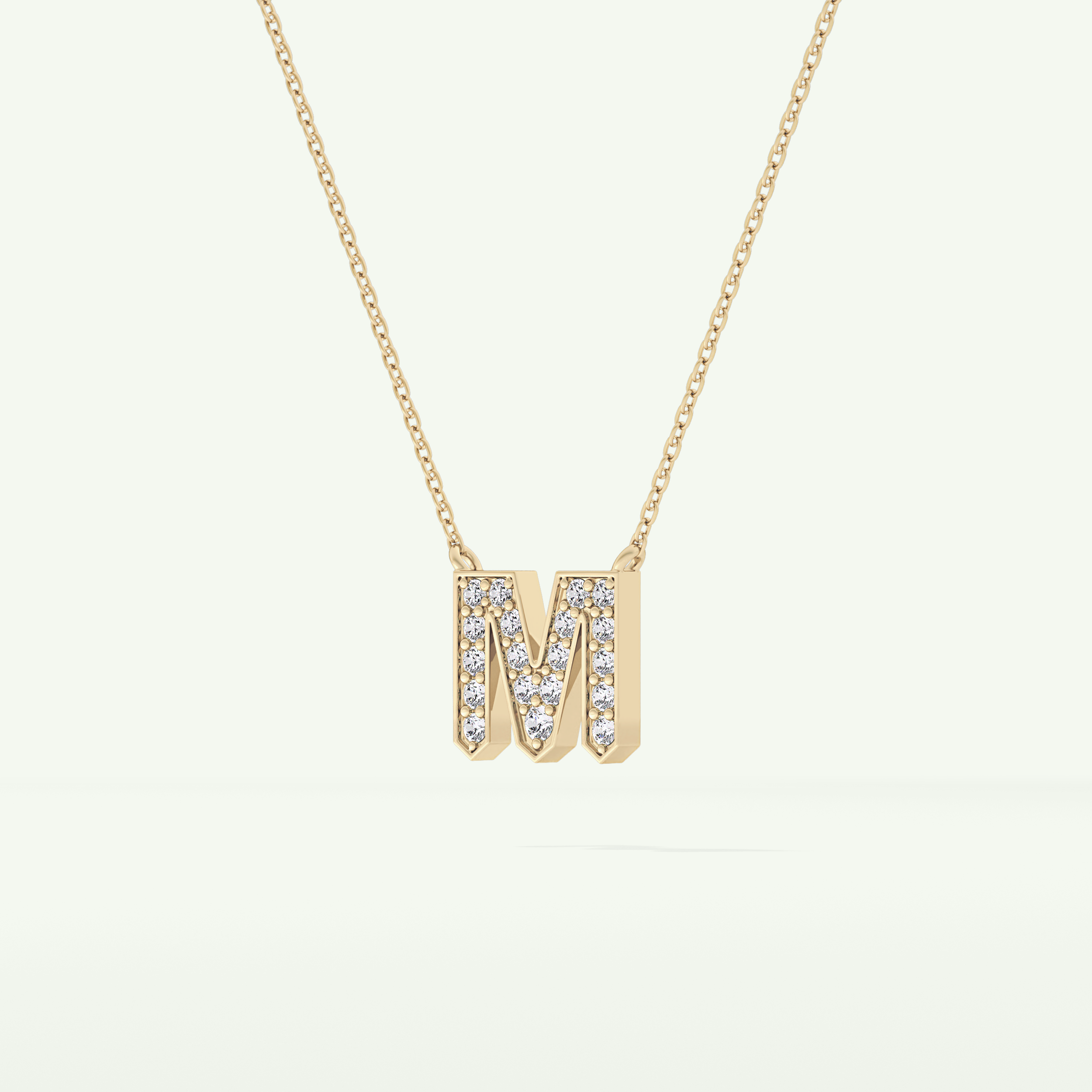 0.202 CT Round Lab-Grown Diamond M Initial Necklace 5