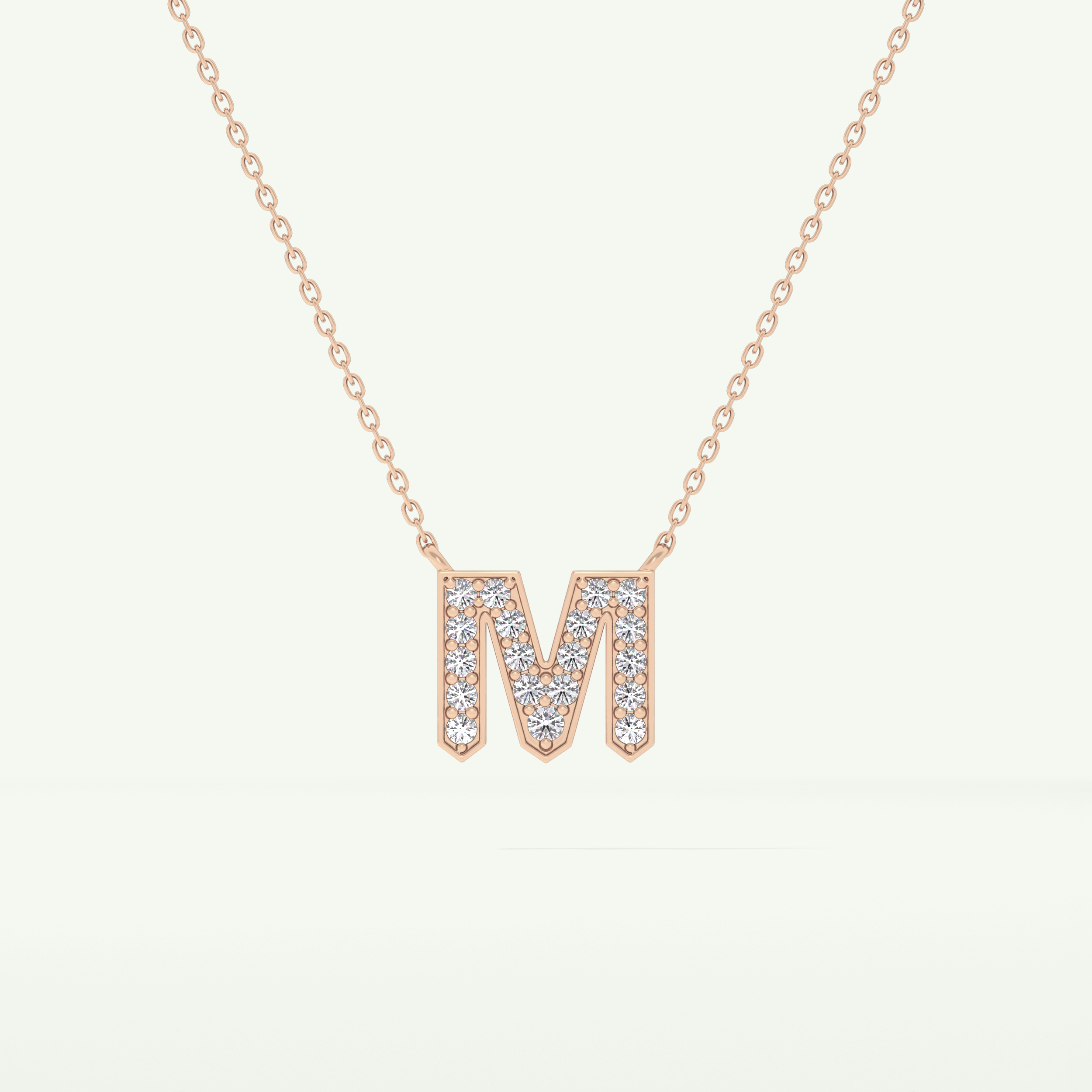 0.202 CT Round Lab-Grown Diamond M Initial Necklace 8