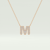 0.202 CT Round Lab-Grown Diamond M Initial Necklace 7