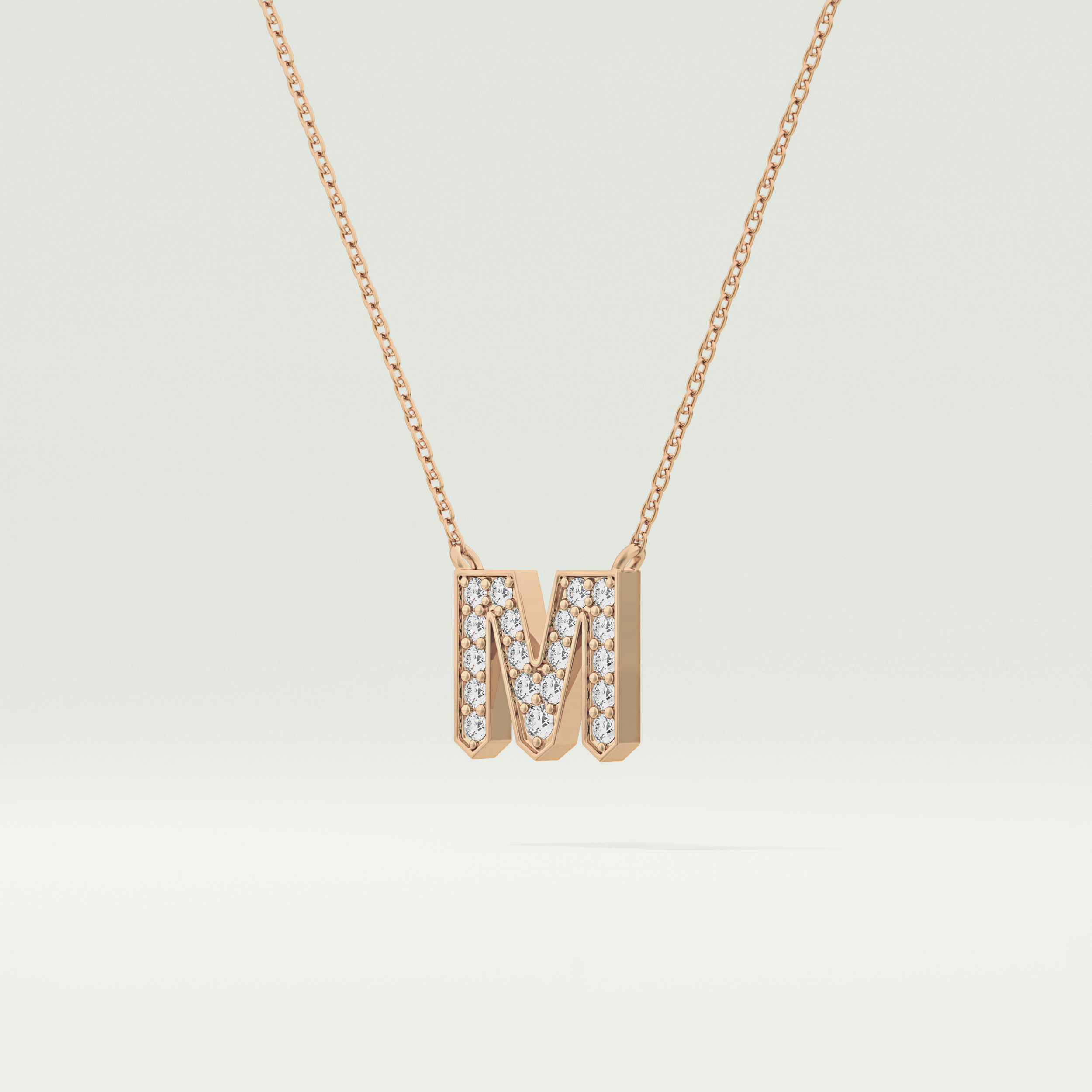 0.202 CT Round Lab-Grown Diamond M Initial Necklace 9