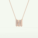 0.202 CT Round Lab-Grown Diamond M Initial Necklace 11
