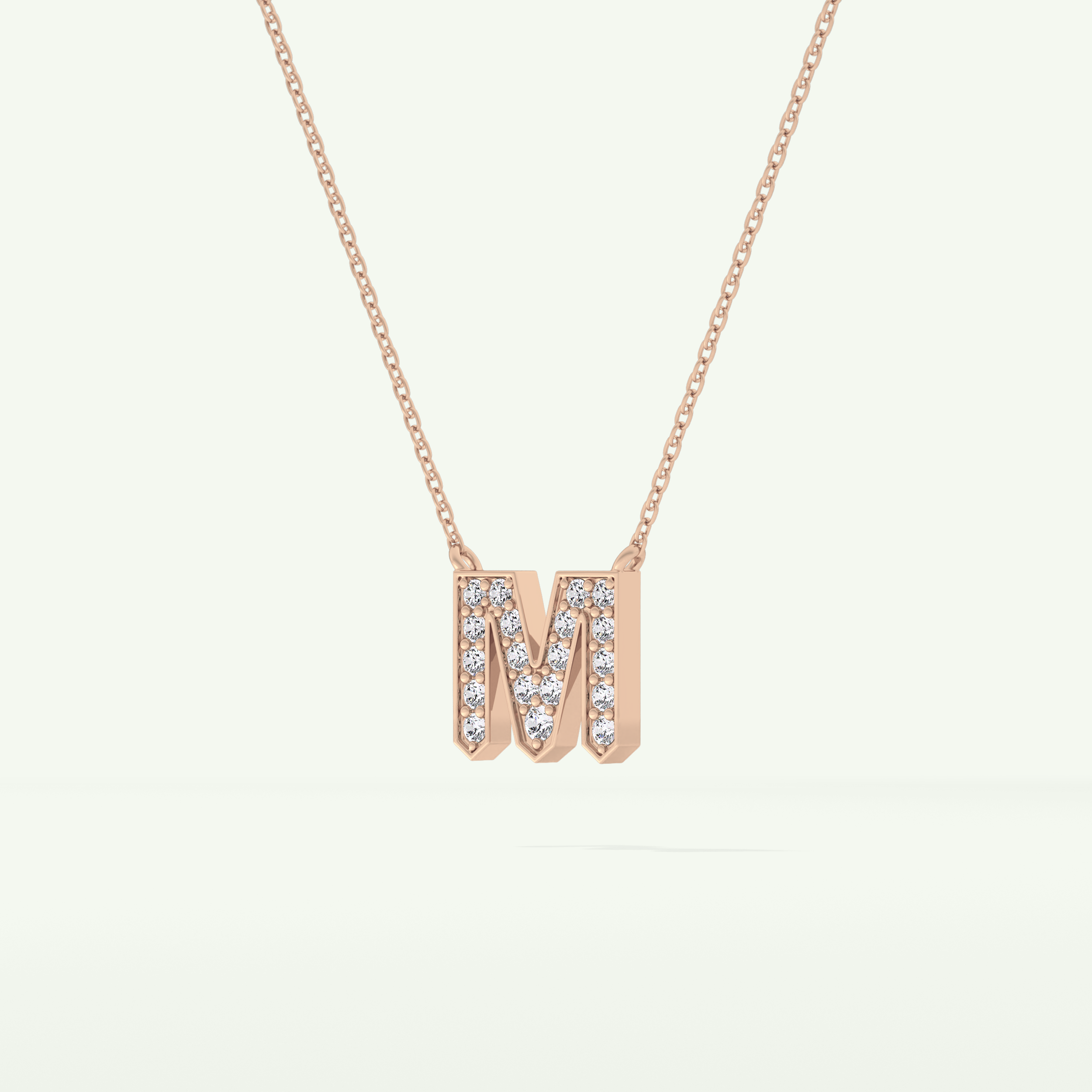 0.202 CT Round Lab-Grown Diamond M Initial Necklace 11