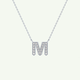 0.202 CT Round Lab-Grown Diamond M Initial Necklace 14