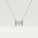 0.202 CT Round Lab-Grown Diamond M Initial Necklace 13