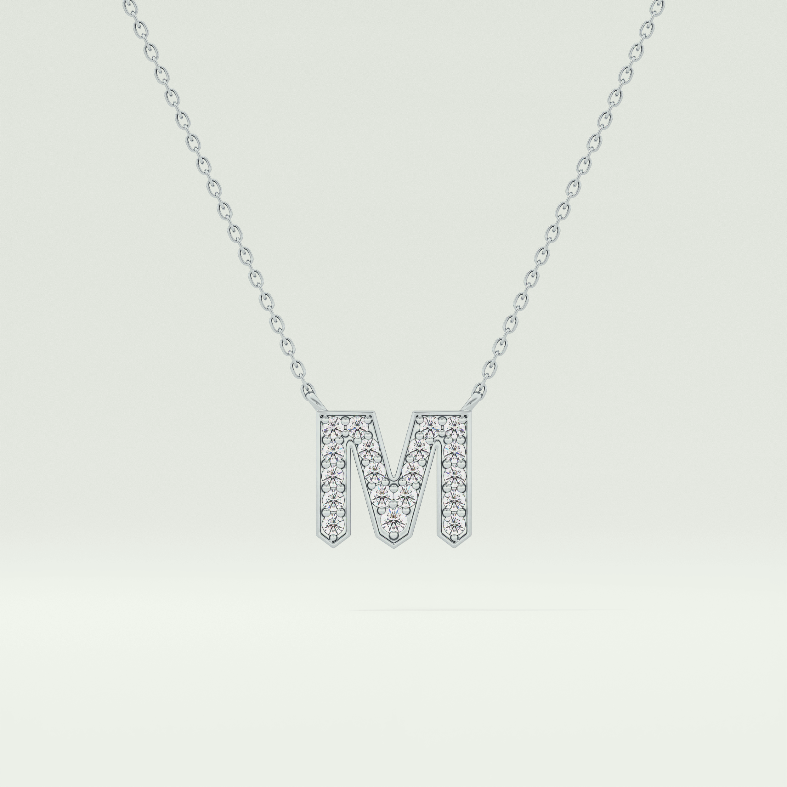 0.202 CT Round Lab-Grown Diamond M Initial Necklace 13