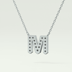 0.202 CT Round Lab-Grown Diamond M Initial Necklace 18