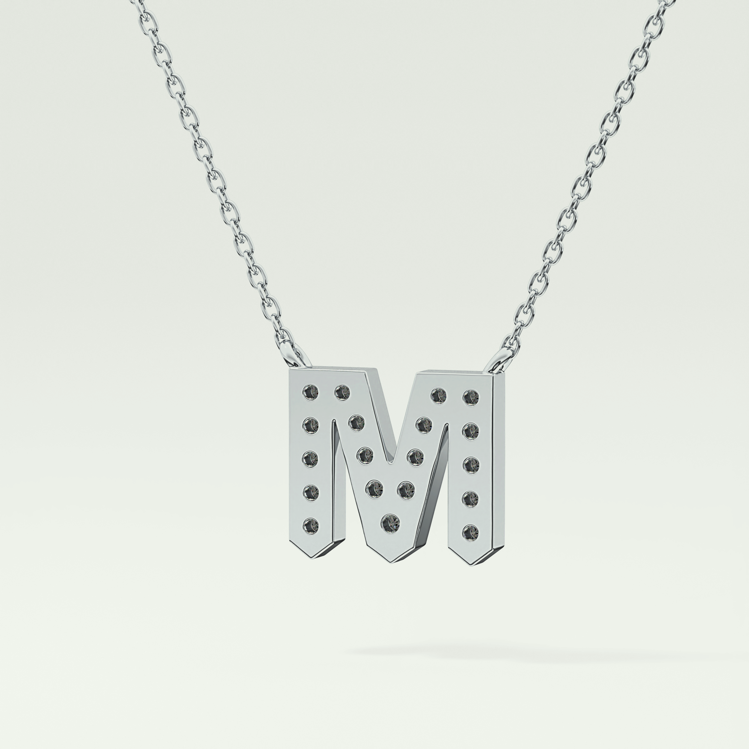 0.202 CT Round Lab-Grown Diamond M Initial Necklace 18